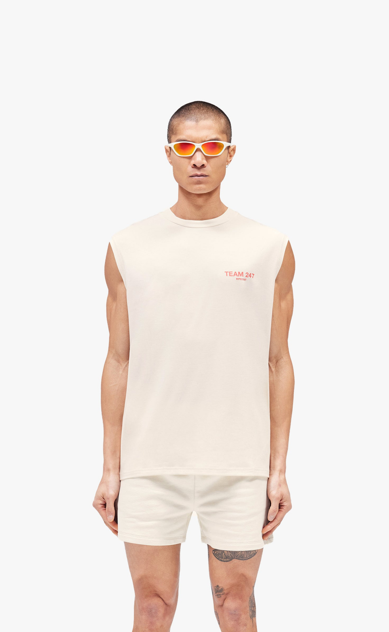 TEAM 247 OVERSIZED CREAM TANK TOP