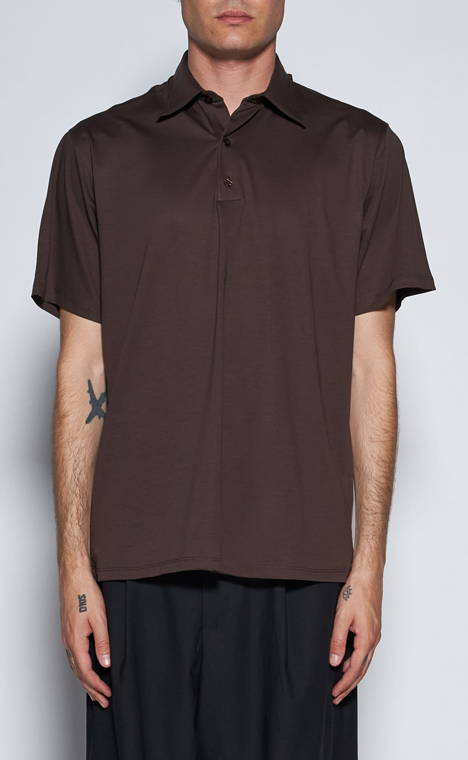 REGULAR POLO COTTON BROWN T-SHIRT