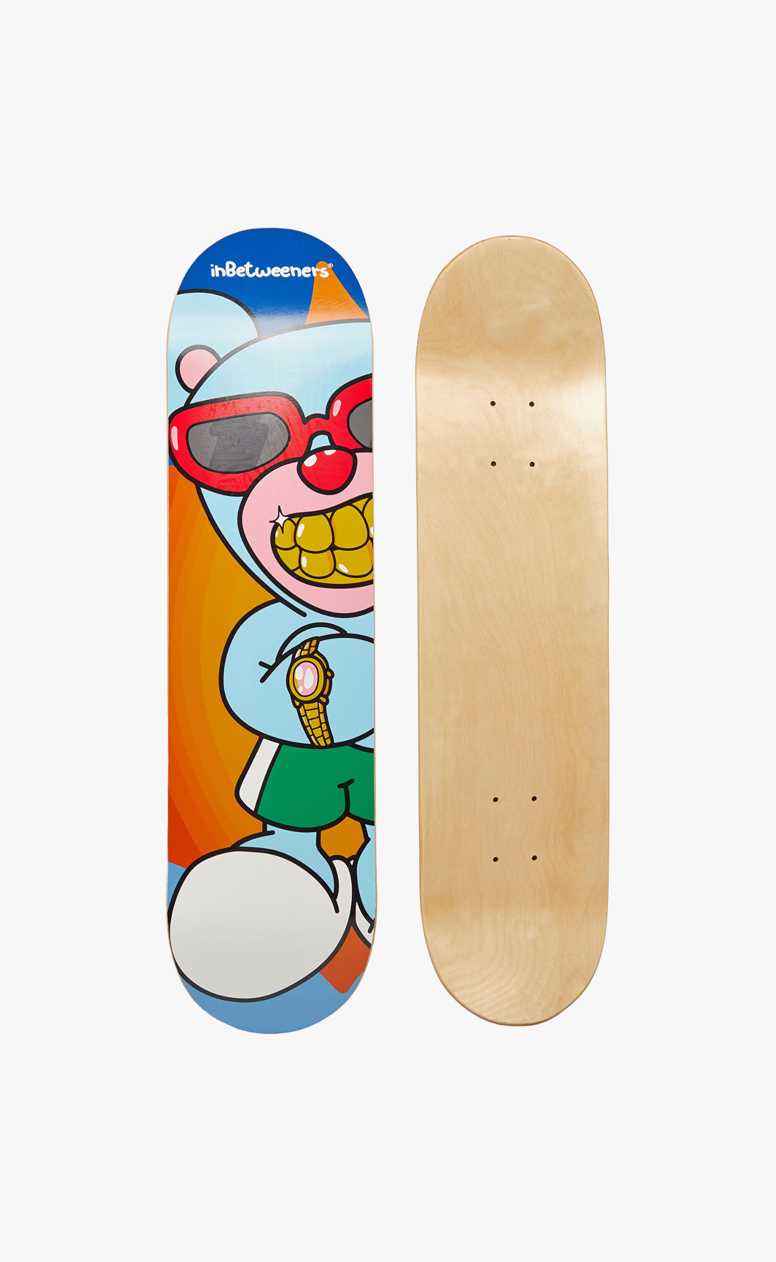 PUNK BEAR ORANGE SKATEBORD DECK