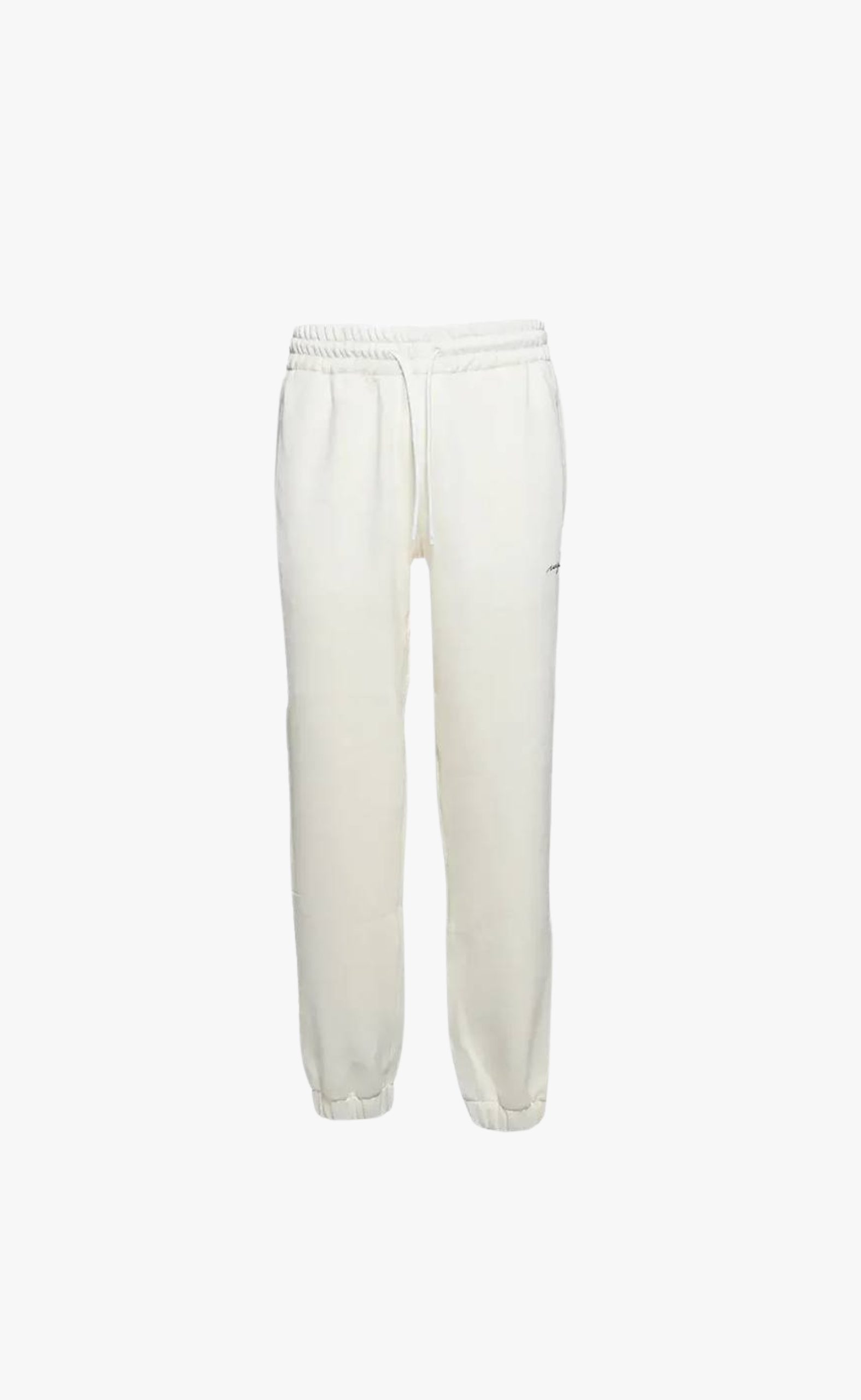 EMBROIDERED LOGO CREAM SWEATPANTS