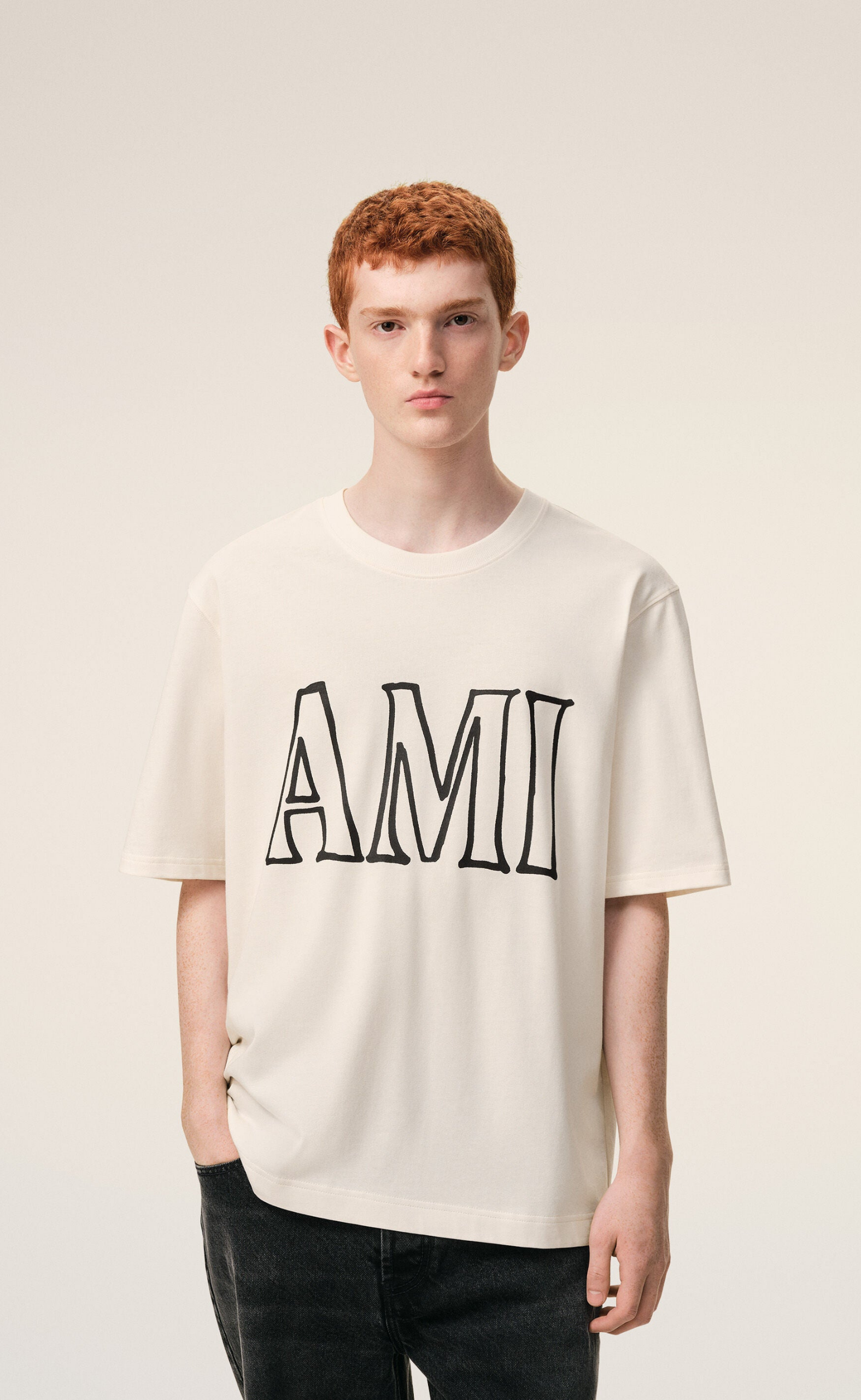 AMI PARIS PRINT WHITE T-SHIRT