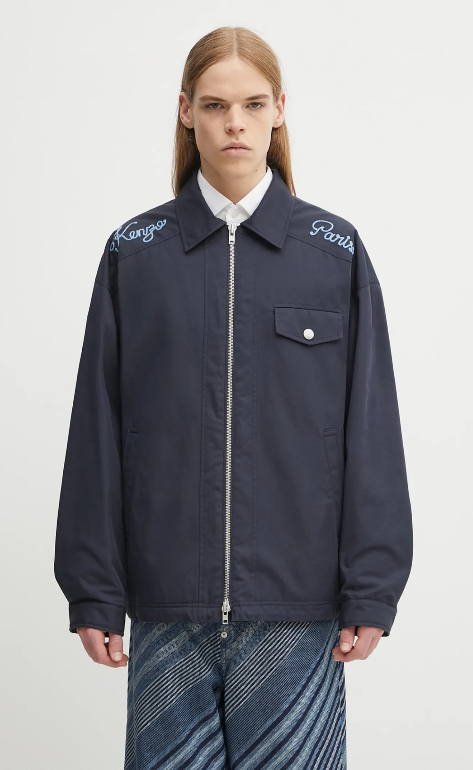 KENZO PARIS CHAINSTITCH COACH BLUE BLACK JACKET