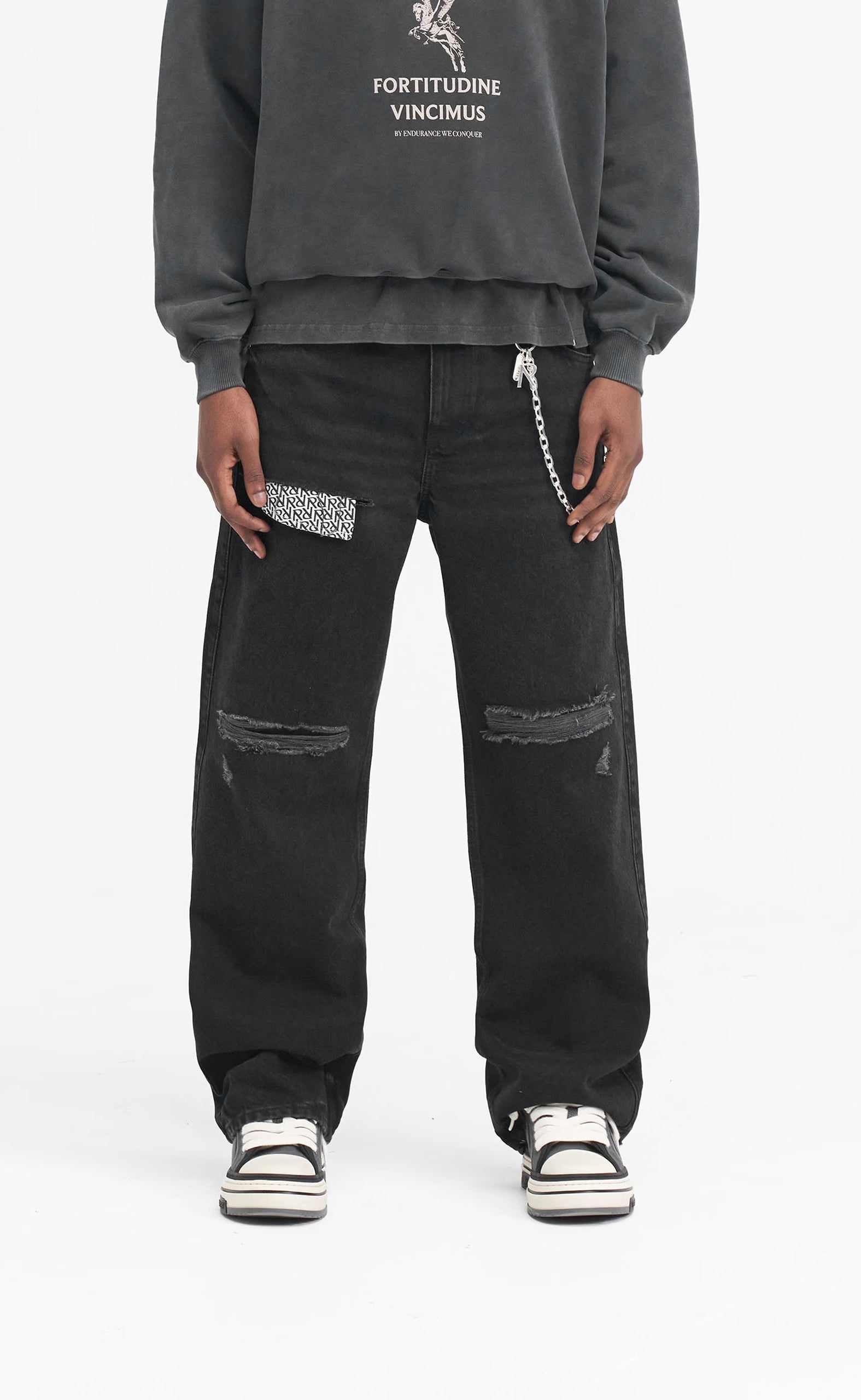 R3D DESTROYER BAGGY BLACK JEANS