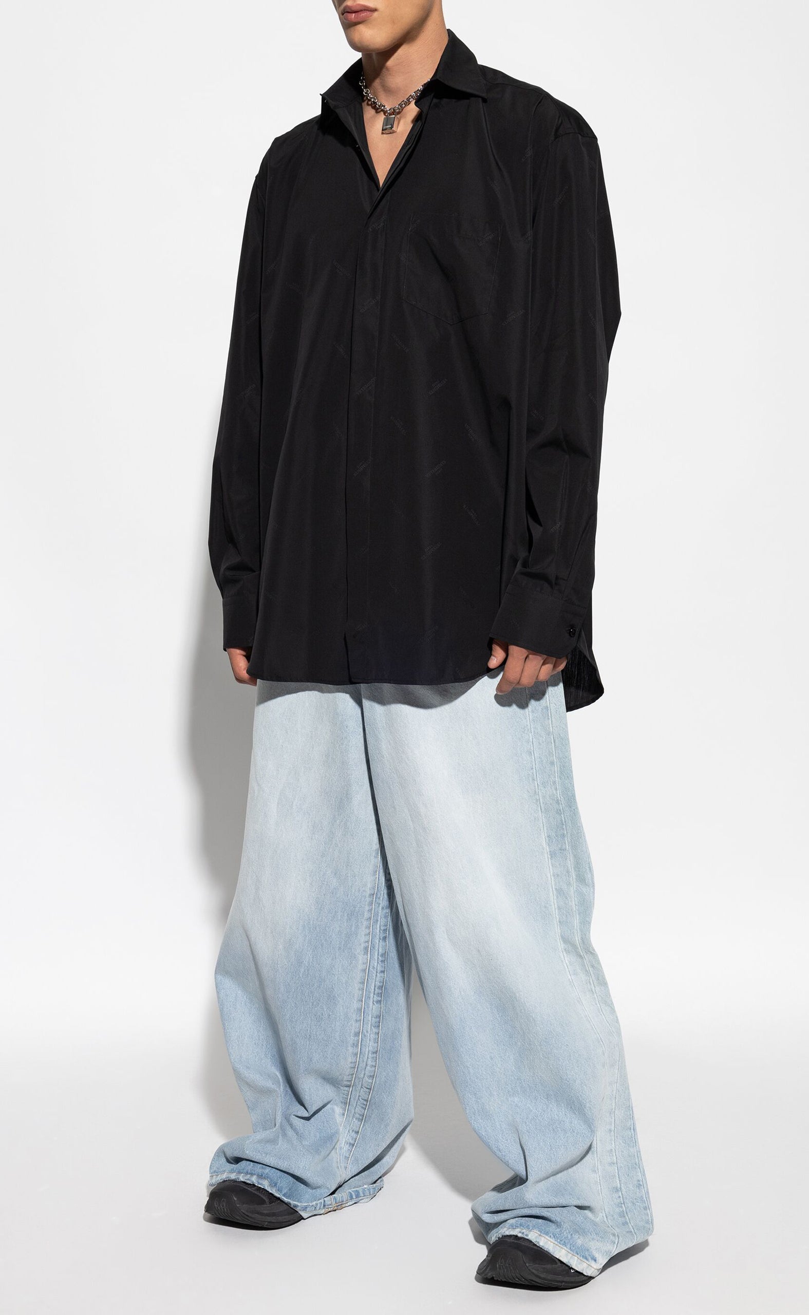 JACQUARD MONOGRAM CLASSIC BLACK SHIRT