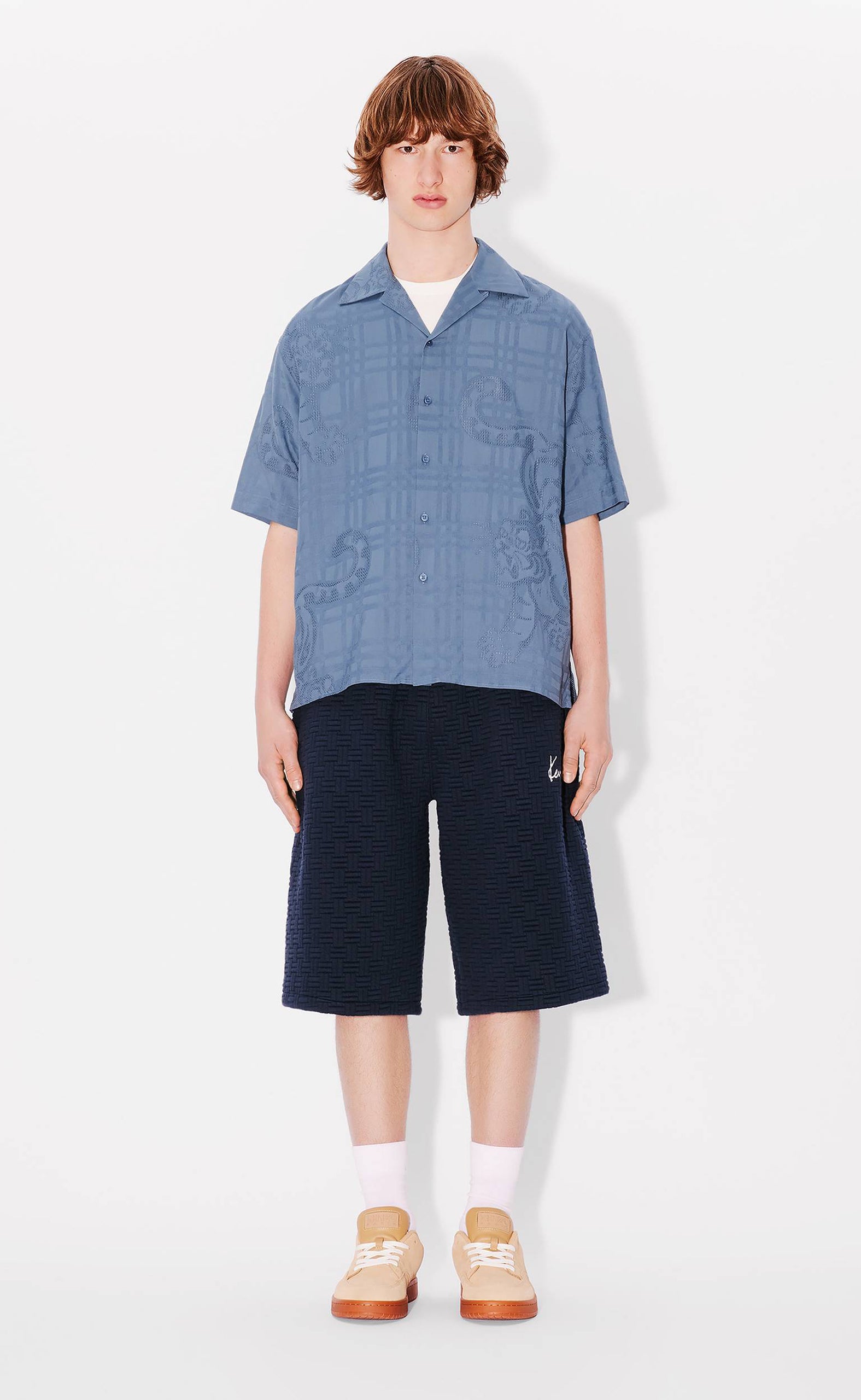 BAMBOO TIGER HAWAIIAN BLUE SHIRT