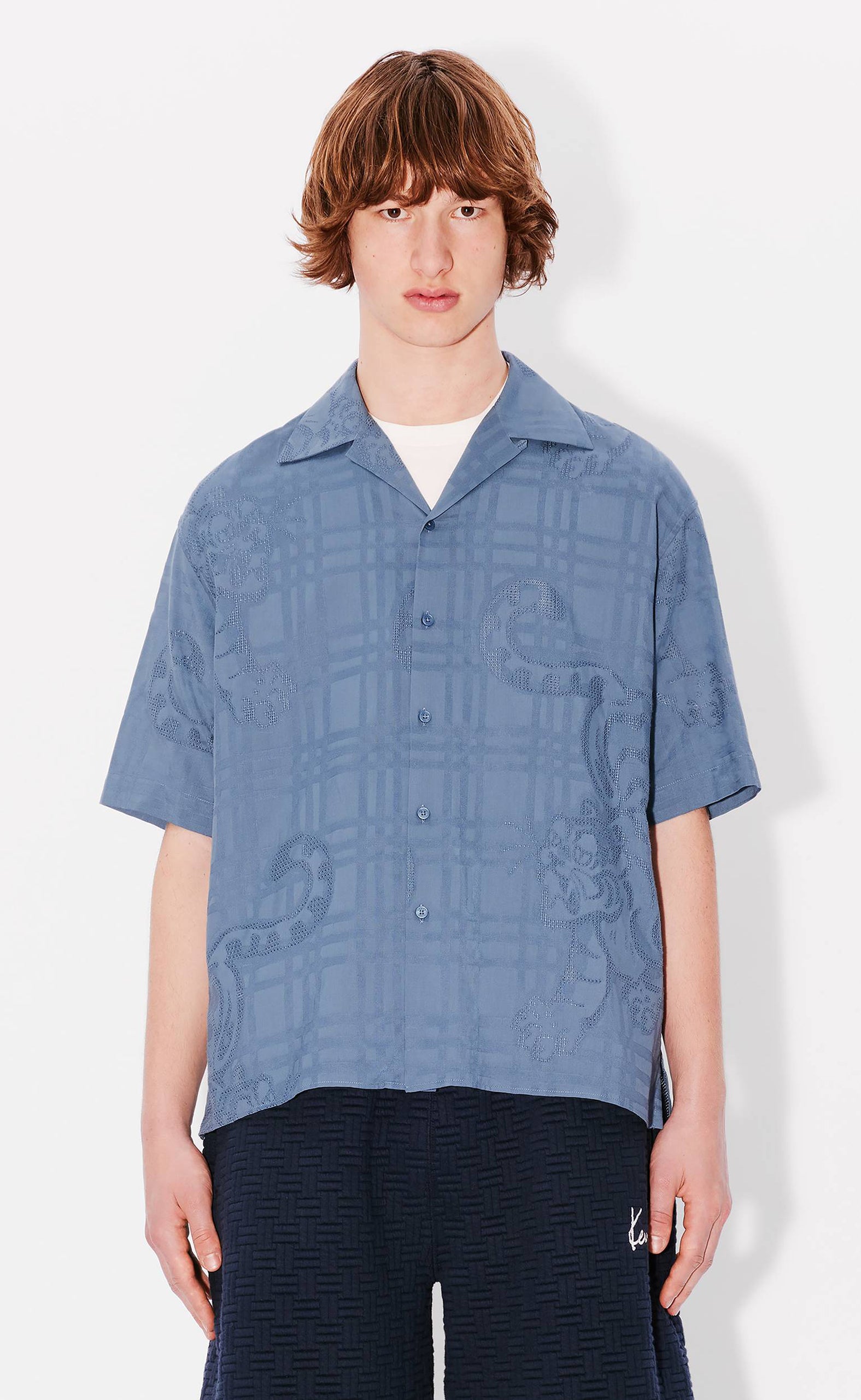 BAMBOO TIGER HAWAIIAN BLUE SHIRT