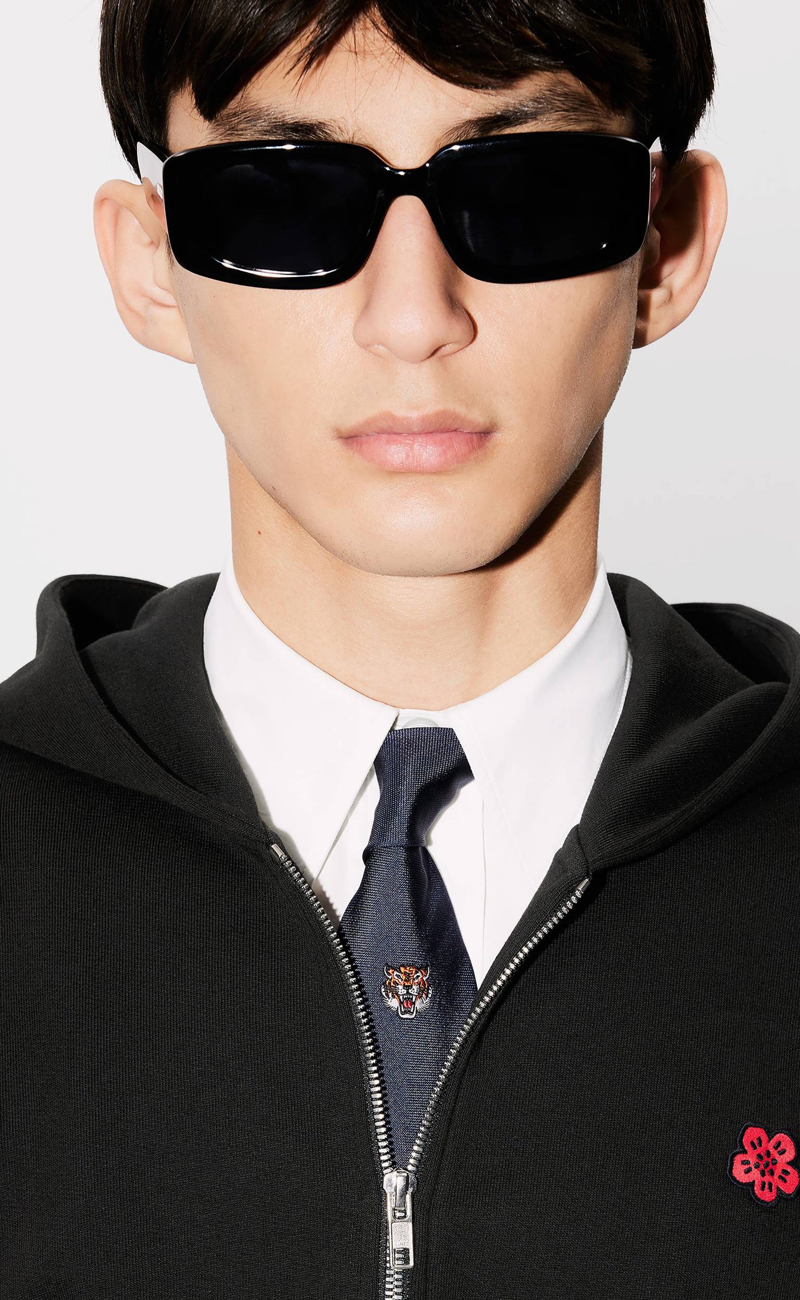 BOKE FLOWER FULL ZIP BLACK HOODIE