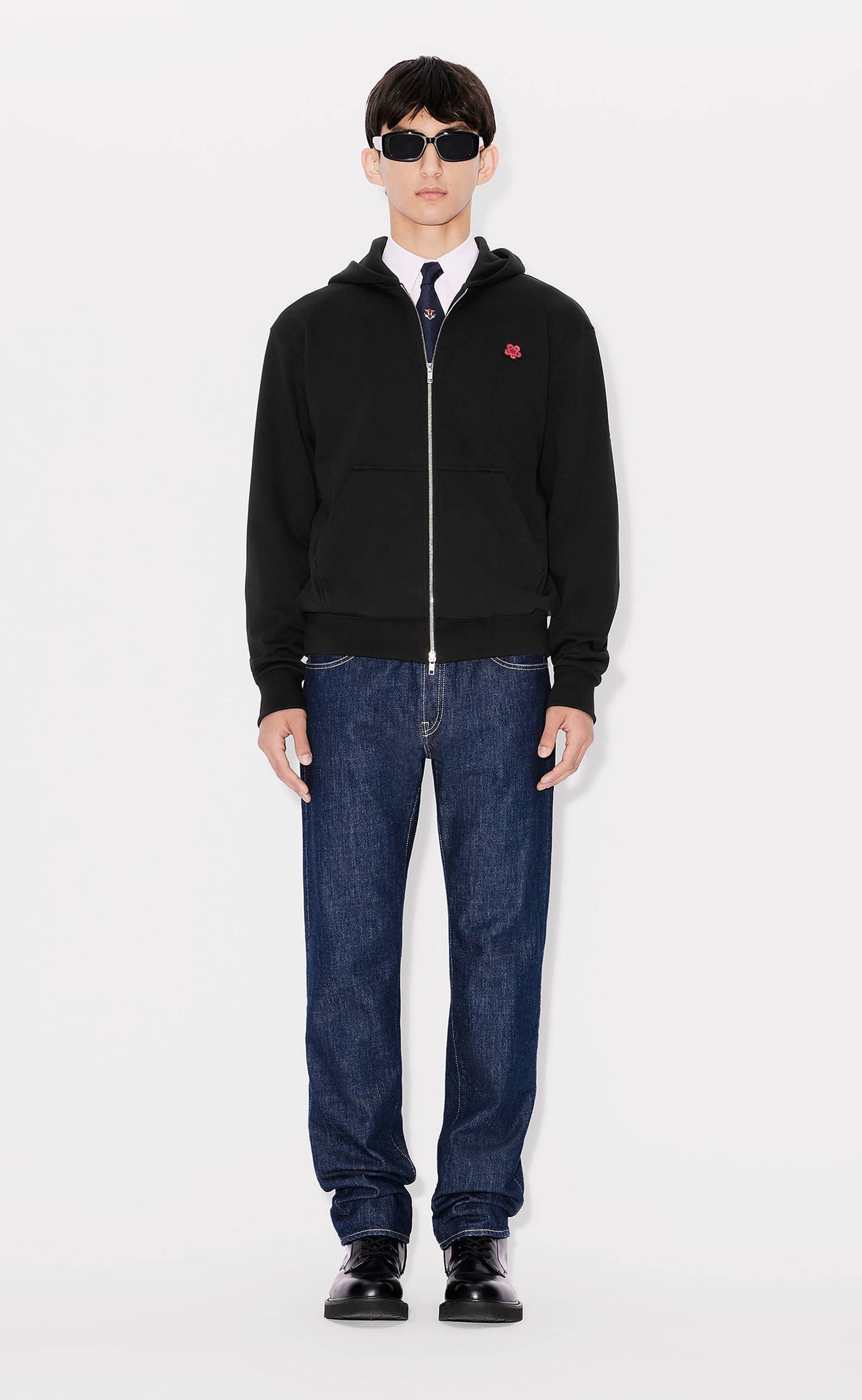 BOKE FLOWER FULL ZIP BLACK HOODIE