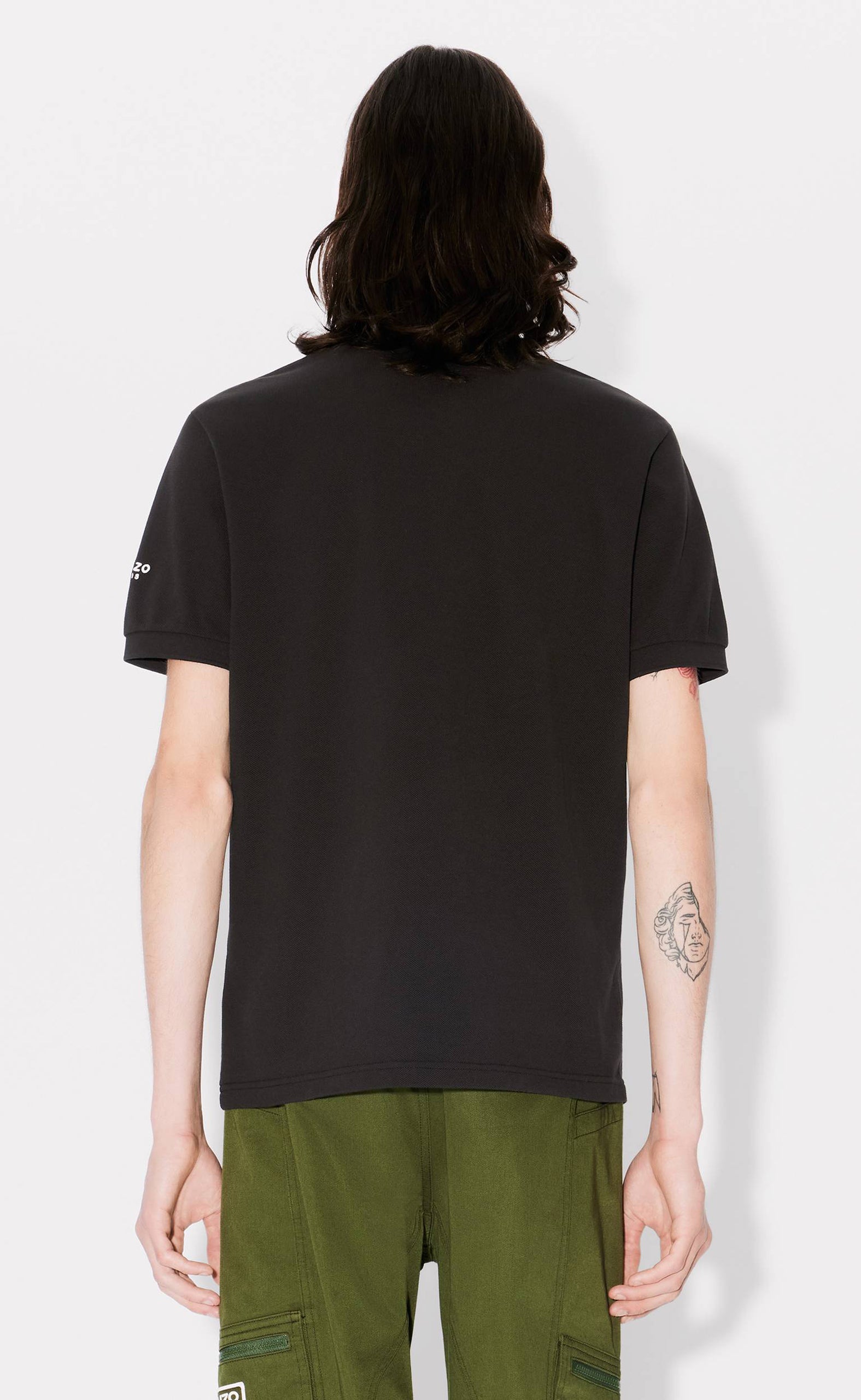 GOTS BOKE FLOWER SLIM POLO BLACK T-SHIRT