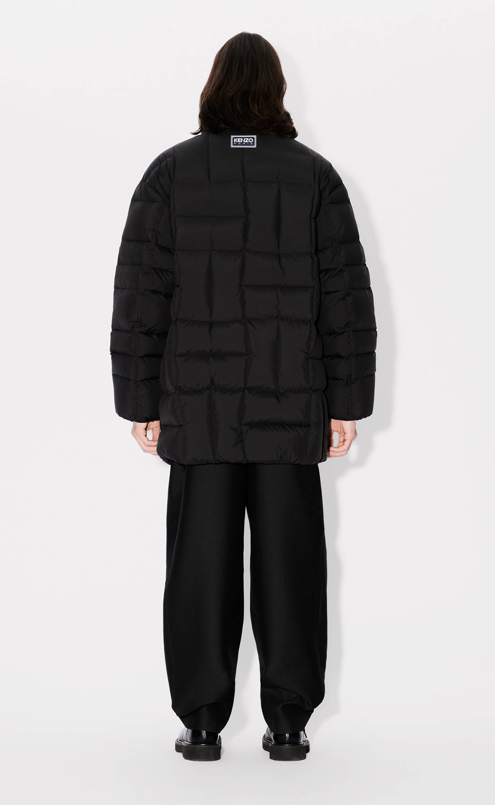 KENZO WEAVE MID-LENGTH WINTER BLACK JACKET