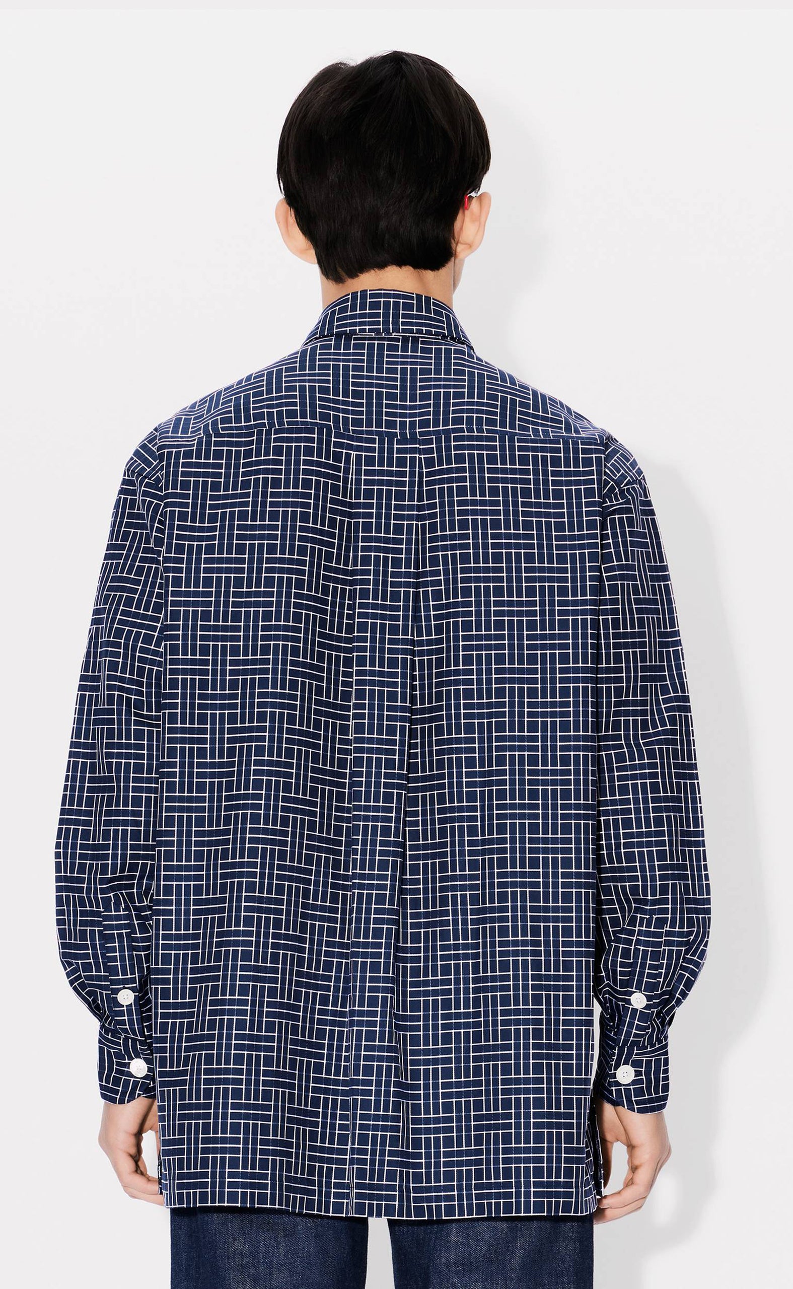 KENZO WEAVE OVERSIZED MIDNIGHT BLUE SHIRT