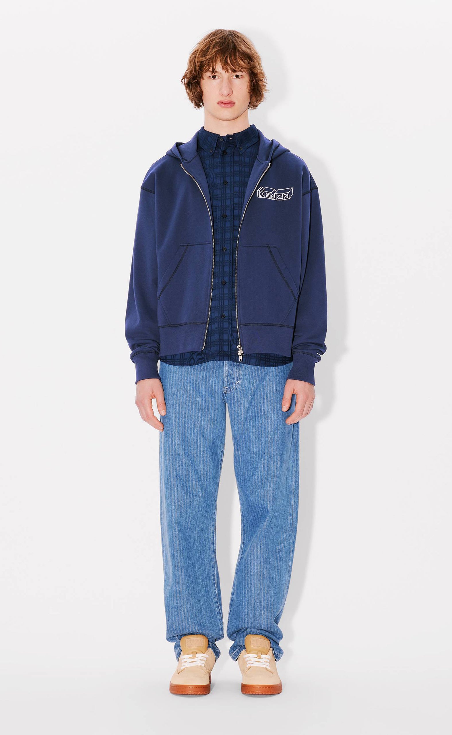 KUBE EMB FULL ZIP MIDNIGHT BLUE HOODIE