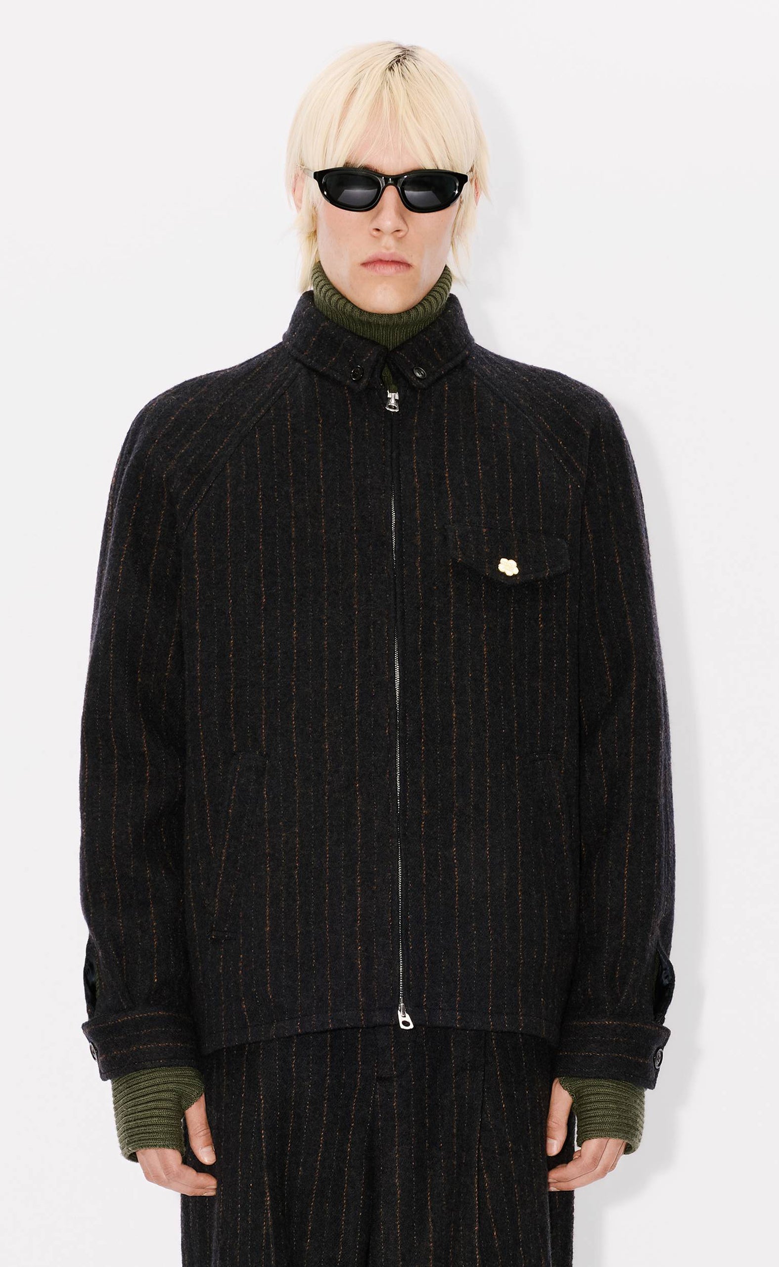 STRIPED WOOL BLUE BLACK JACKET