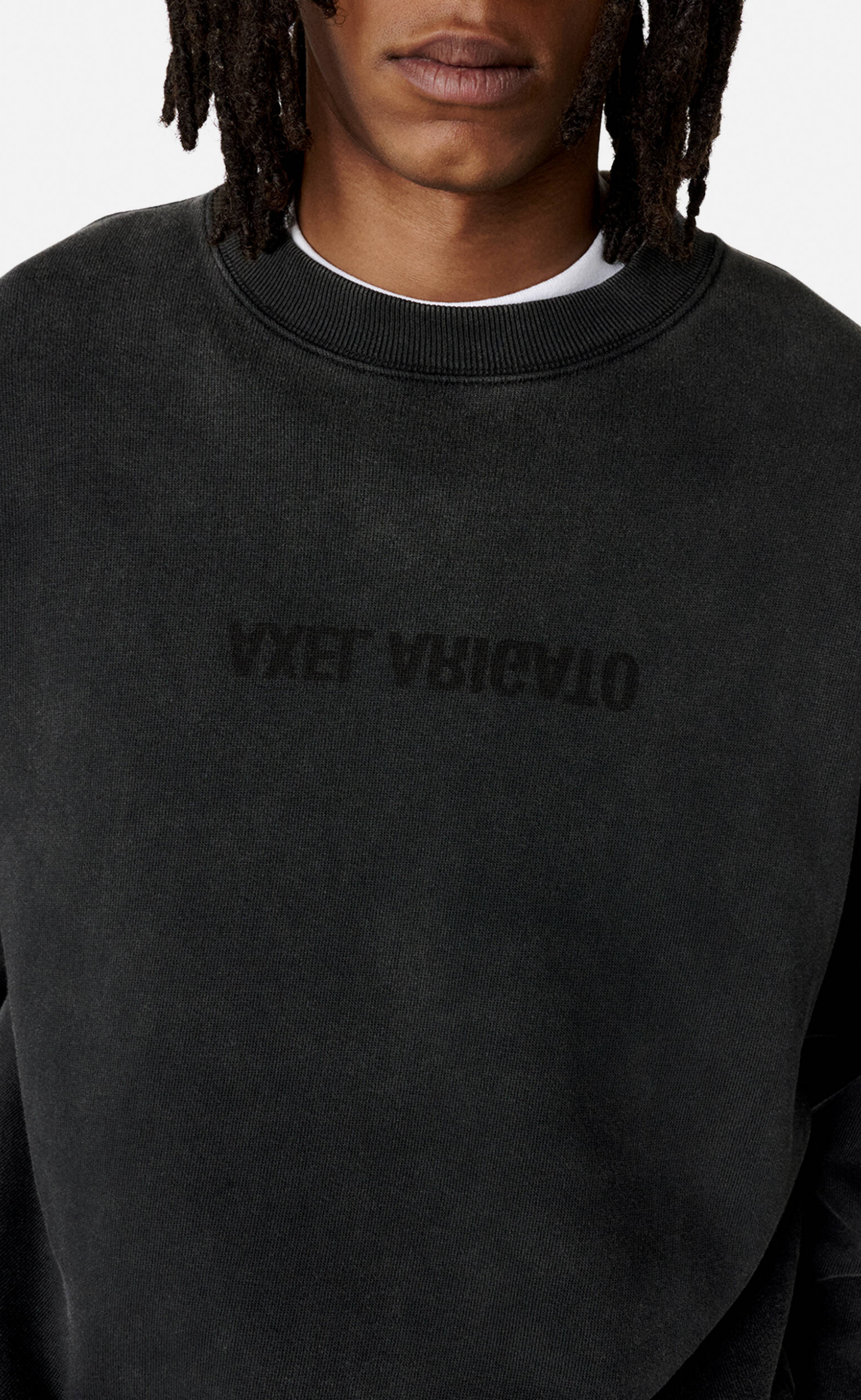 DISTORT WASHED BLACK CREWNECK