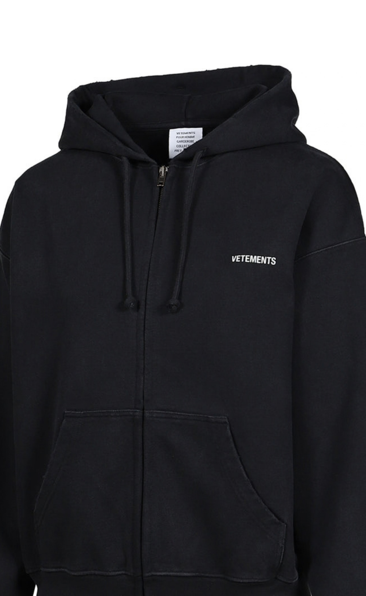 CLASSIC LOGO FITTED ZIP WASHED BLACK HOODIE