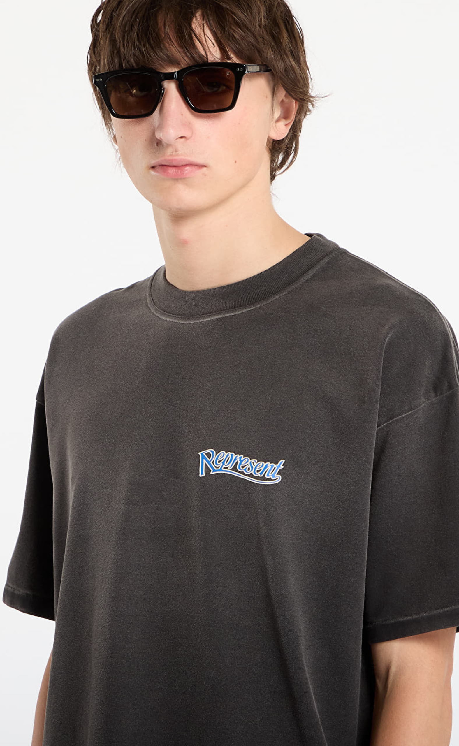 REPRESENT SHOWCASING STAINED BLACK T-SHIRT