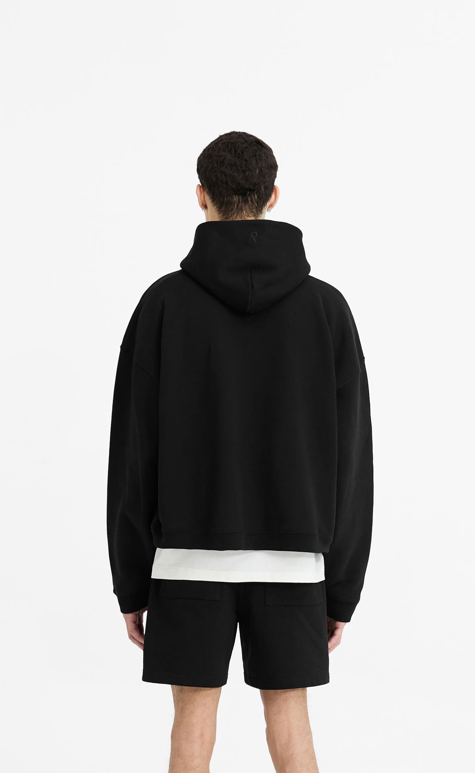 INITIAL BOXY OVERSIZED BLACK HOODIE
