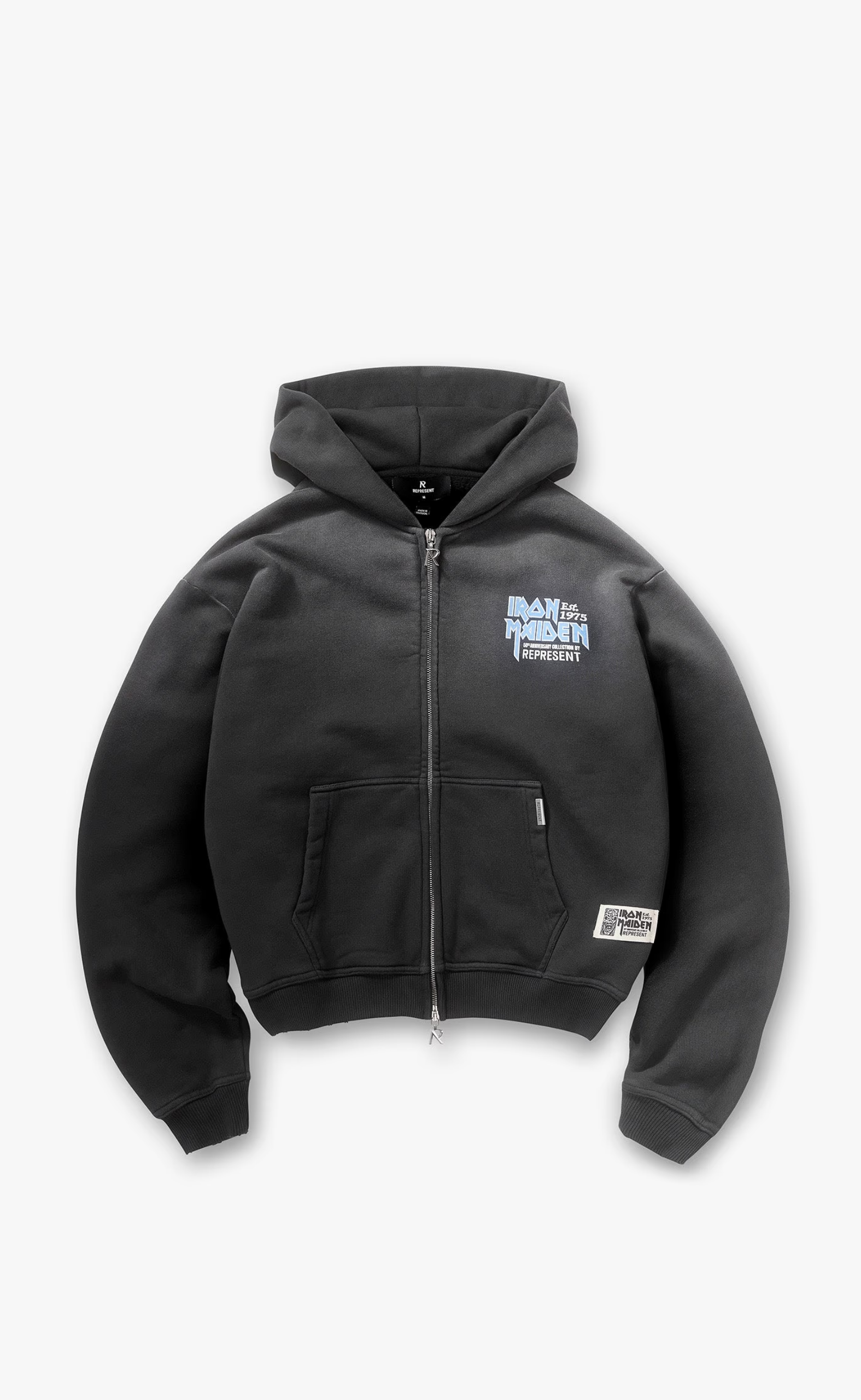 IRON MAIDEN X ANNIVERSARY STAINED BLACK HOODIE