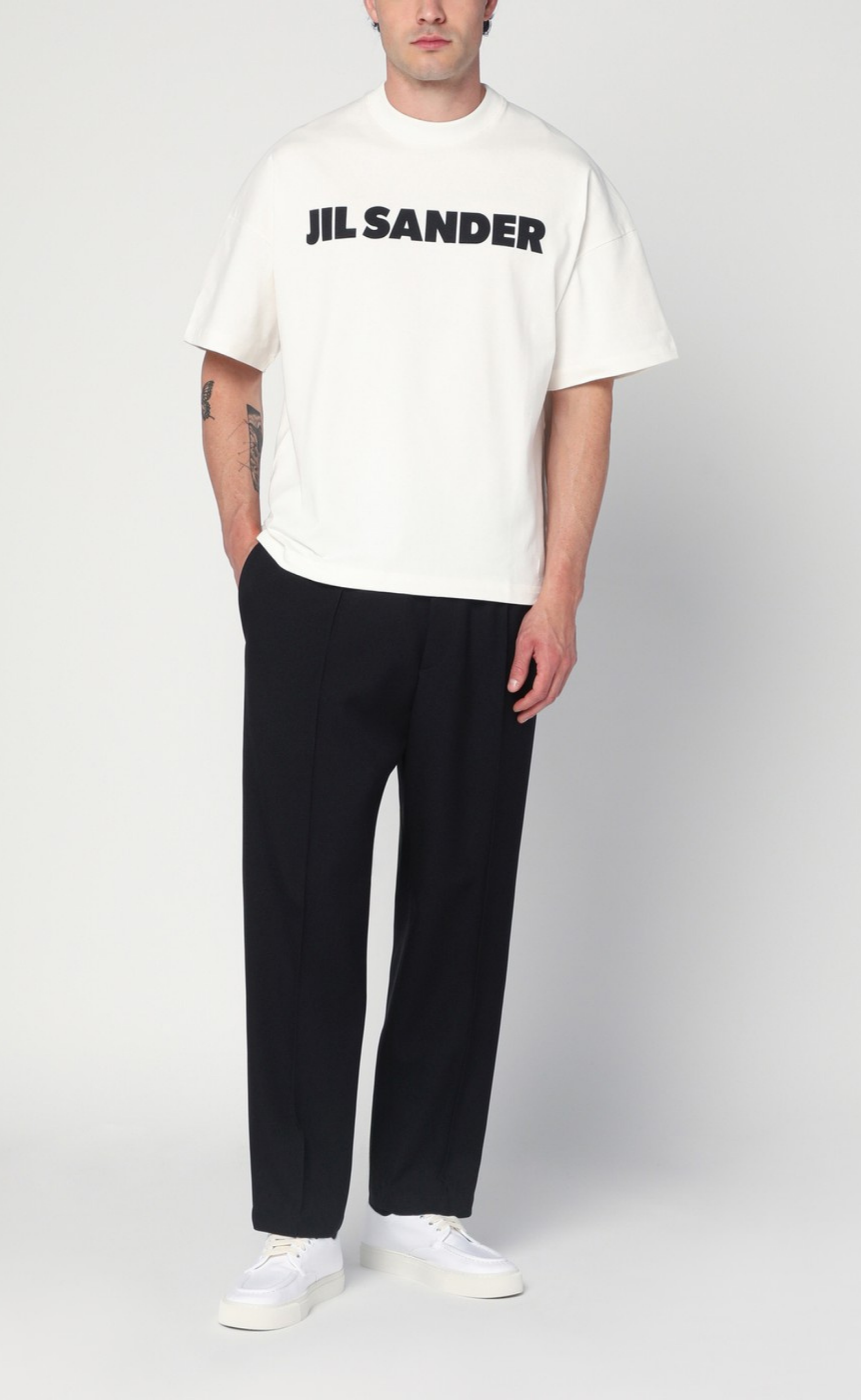 JIL SANDER PRINTED LOGO PORCELAIN T-SHIRT