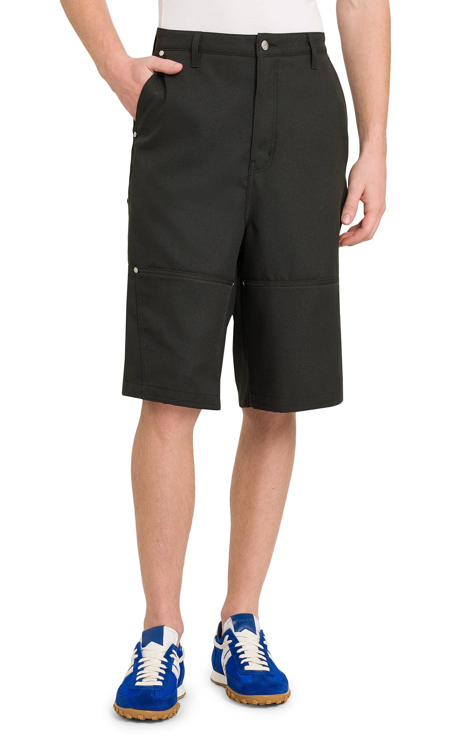 REZA DOUBLE KNEE BAGGY BLACK SHORTS