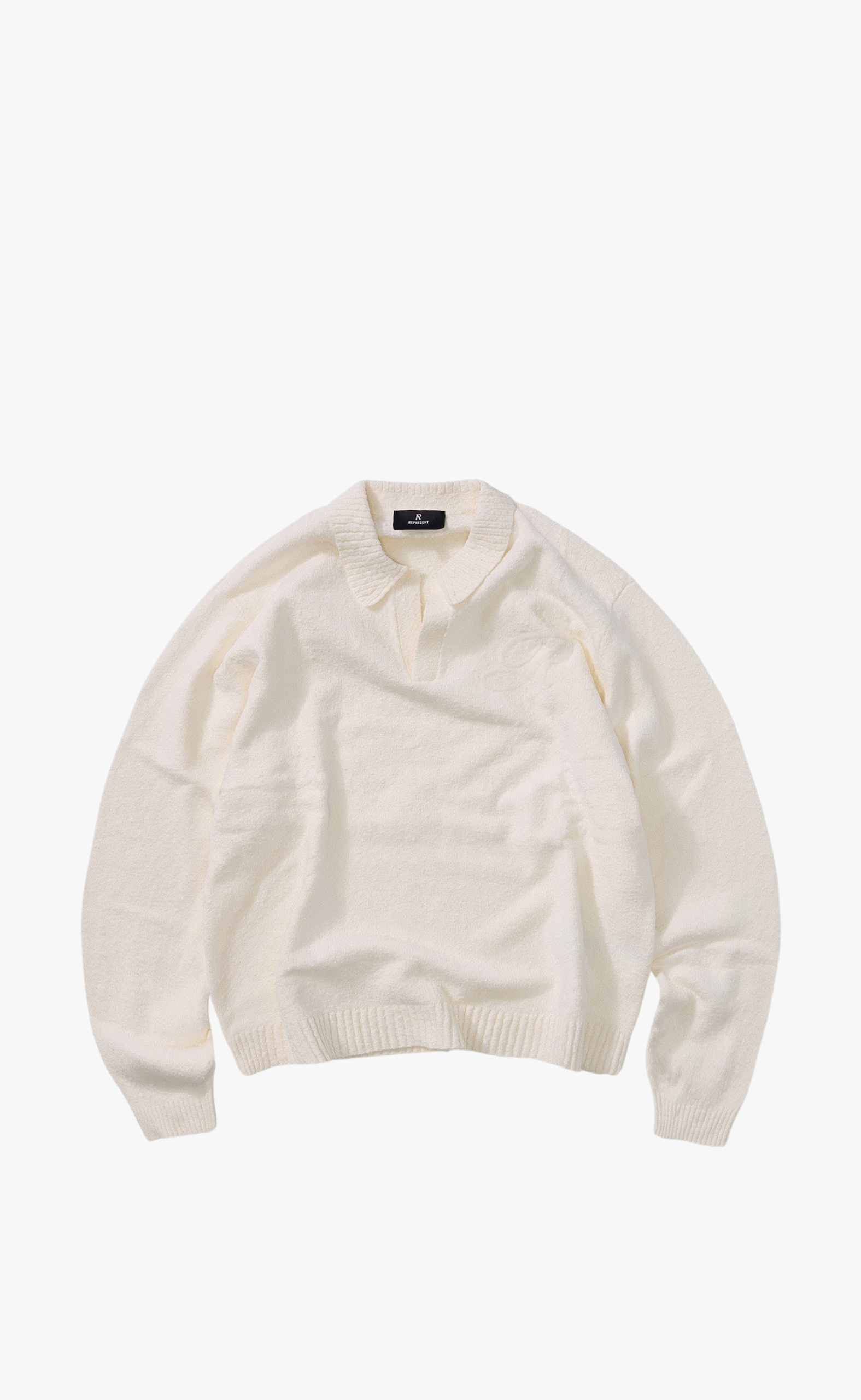 KNITTED POLO AGED WHITE SWEATER