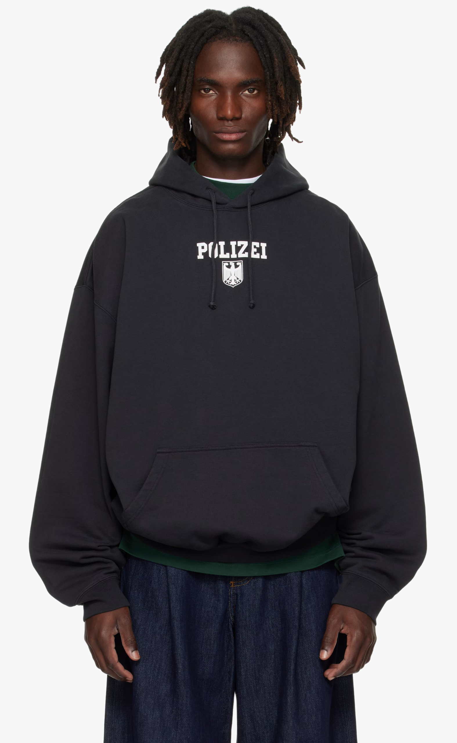 POLIZEI OVERSIZED WASHED BLACK HOODIE