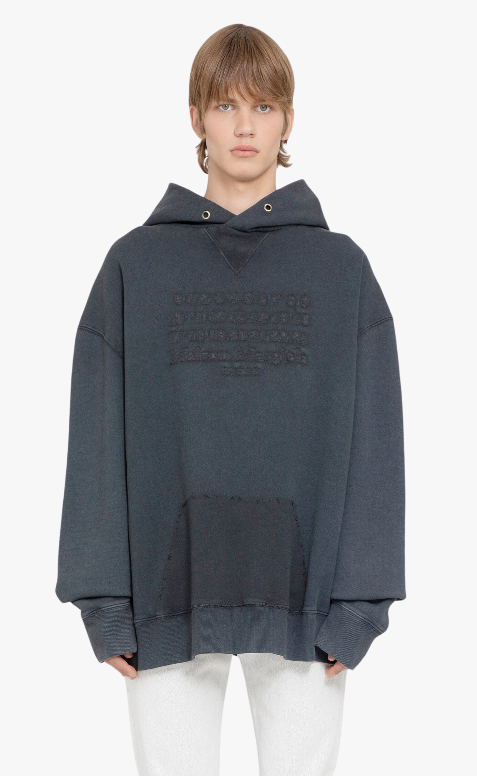 REVERSE LOGO WASHED BLACK HOODIE