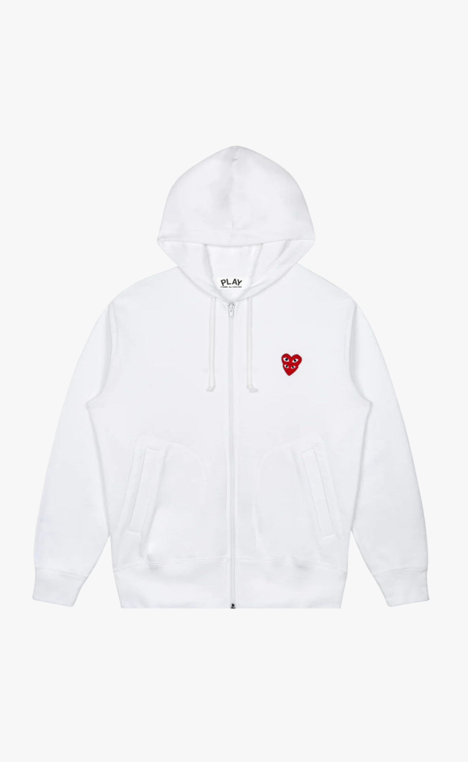 Play Comme des Garçons Hooded Sweatshirt with Double Red Heart - White