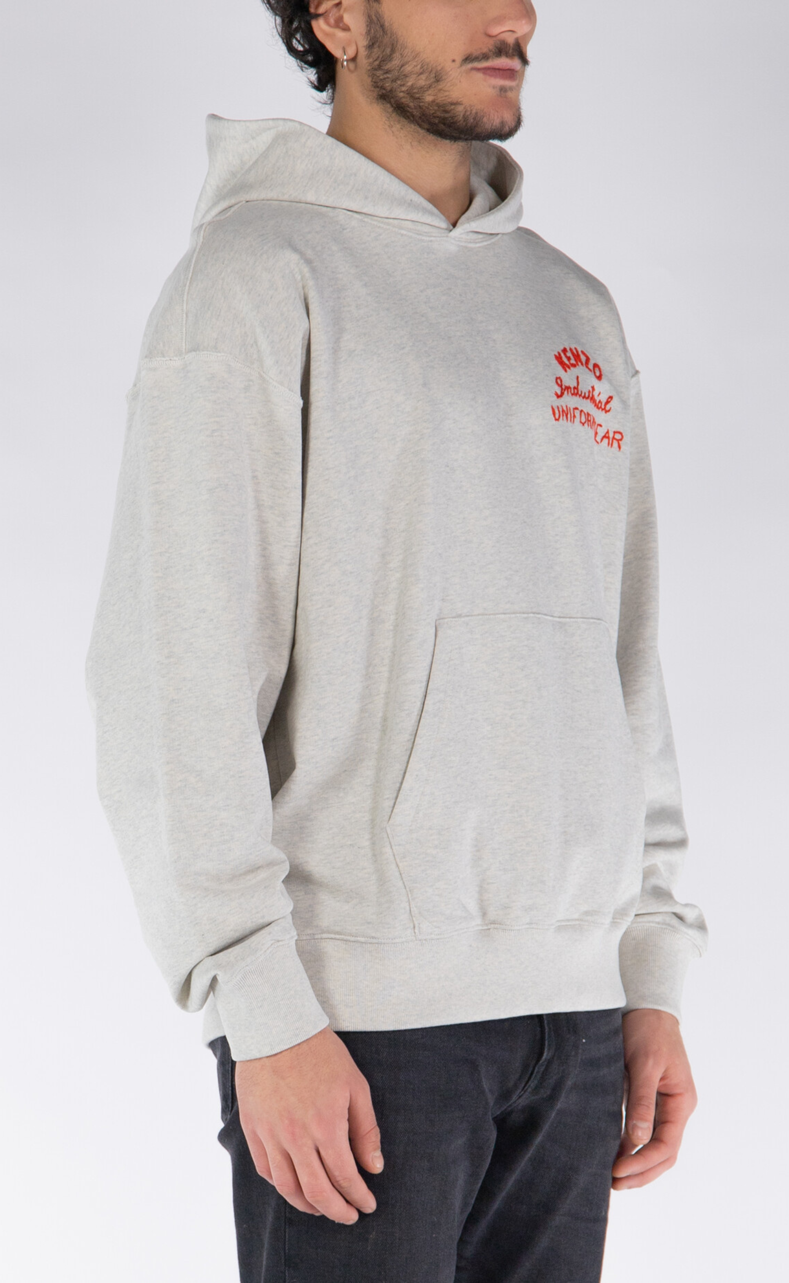 DRAWN VARSITY OVERSIZE PALE GREY HOODIE