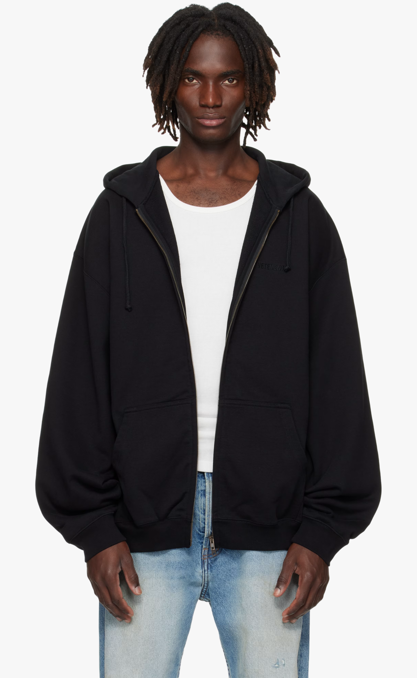 LOGO OVERSIZED BLACK HOODIE