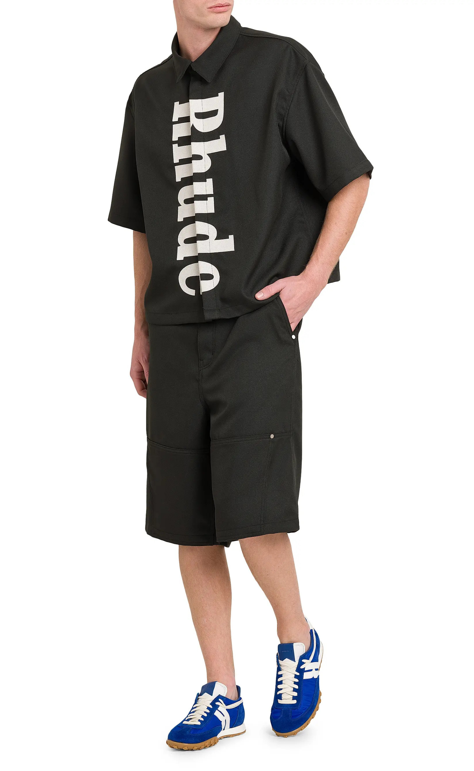 REZA DOUBLE KNEE BAGGY BLACK SHORTS