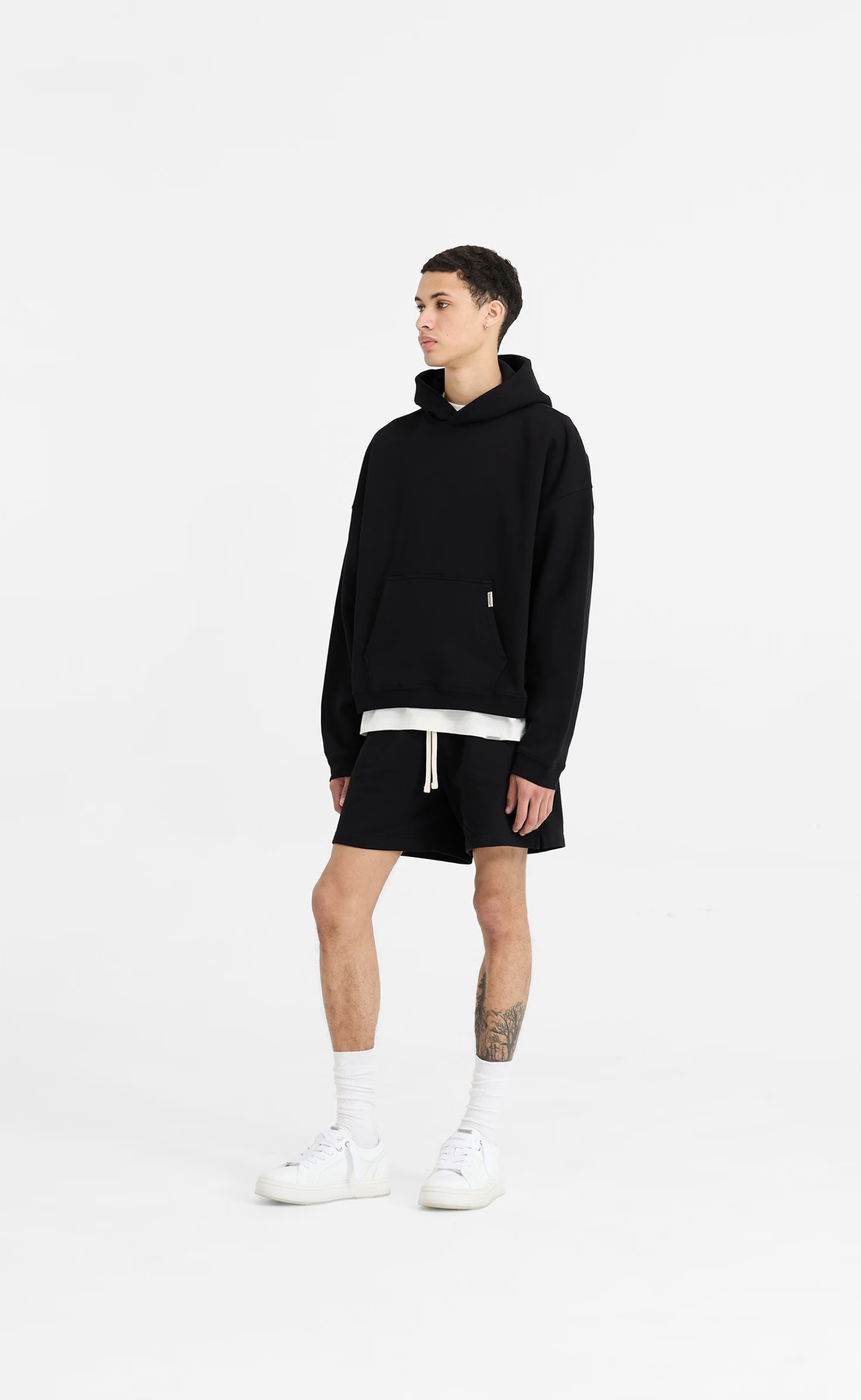INITIAL BOXY OVERSIZED BLACK HOODIE