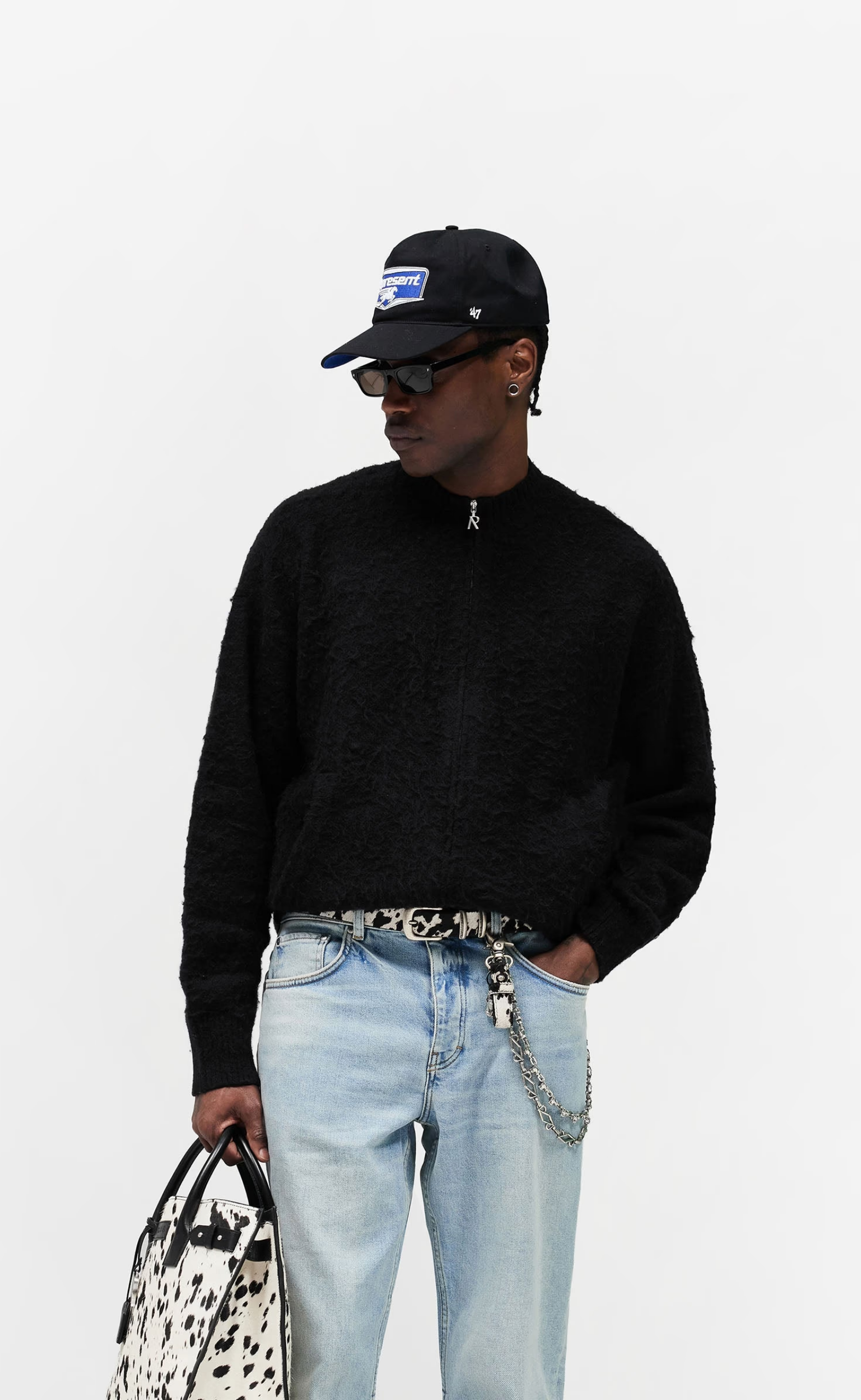 KNITTED BOMBER JET BLACK JACKET
