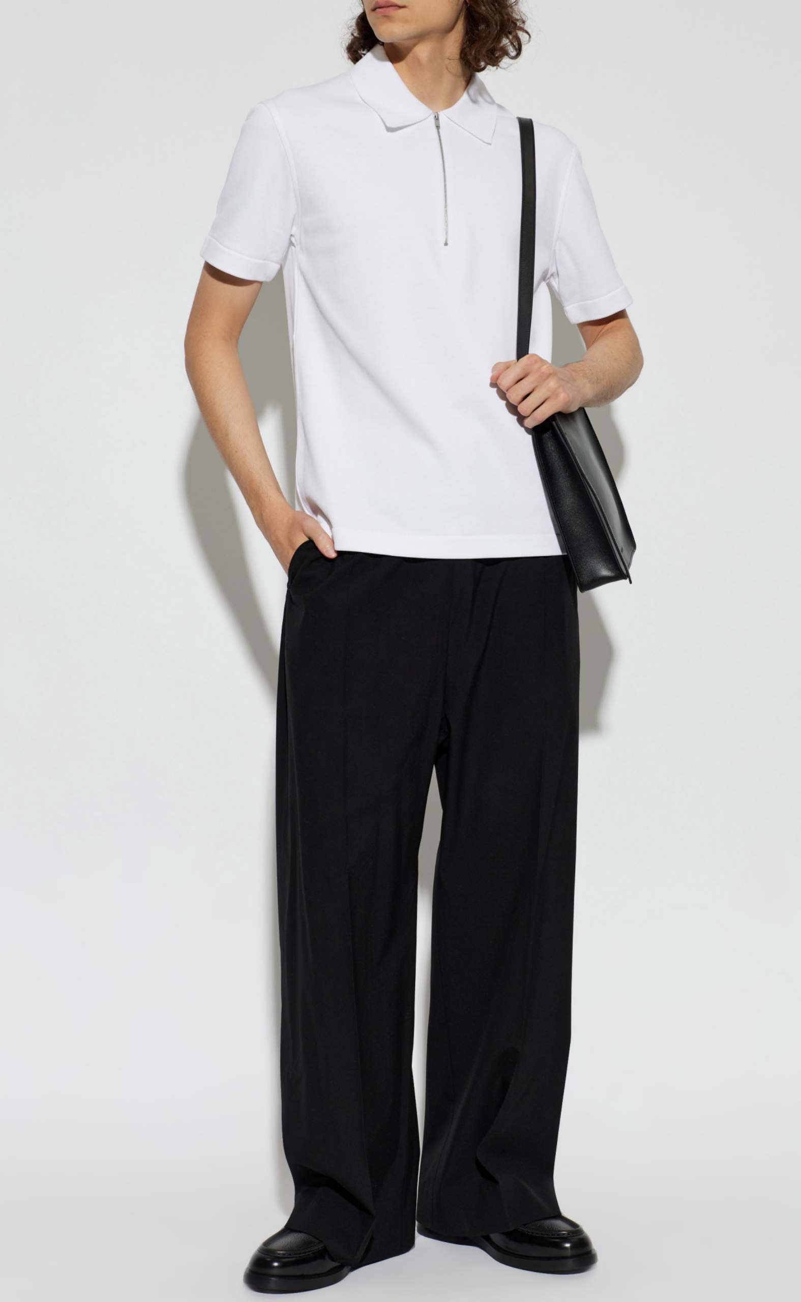HALF-ZIP SHORT SLEEVE POLO WHITE T-SHIRT