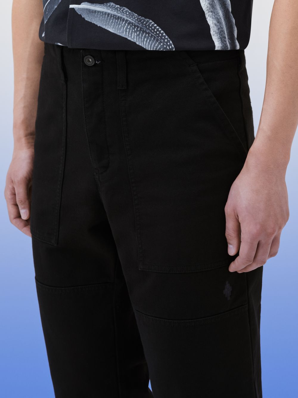 CROSS COTTON STRAIGHT PANTS BLACK BLACK