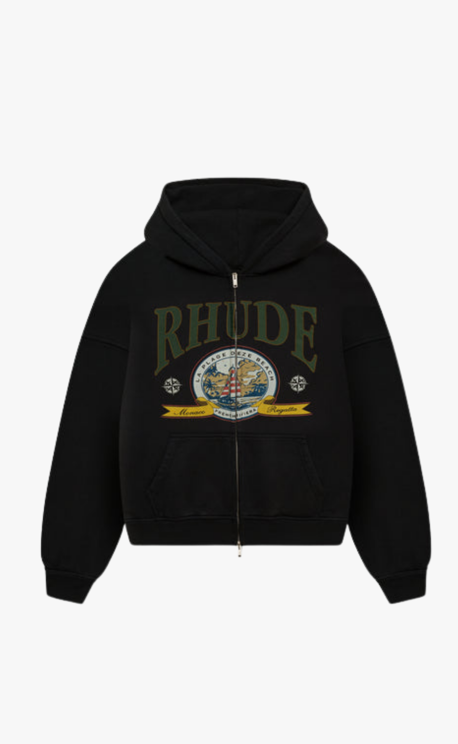 MONACO REGATTA FULL-ZIP BLACK HOODIE