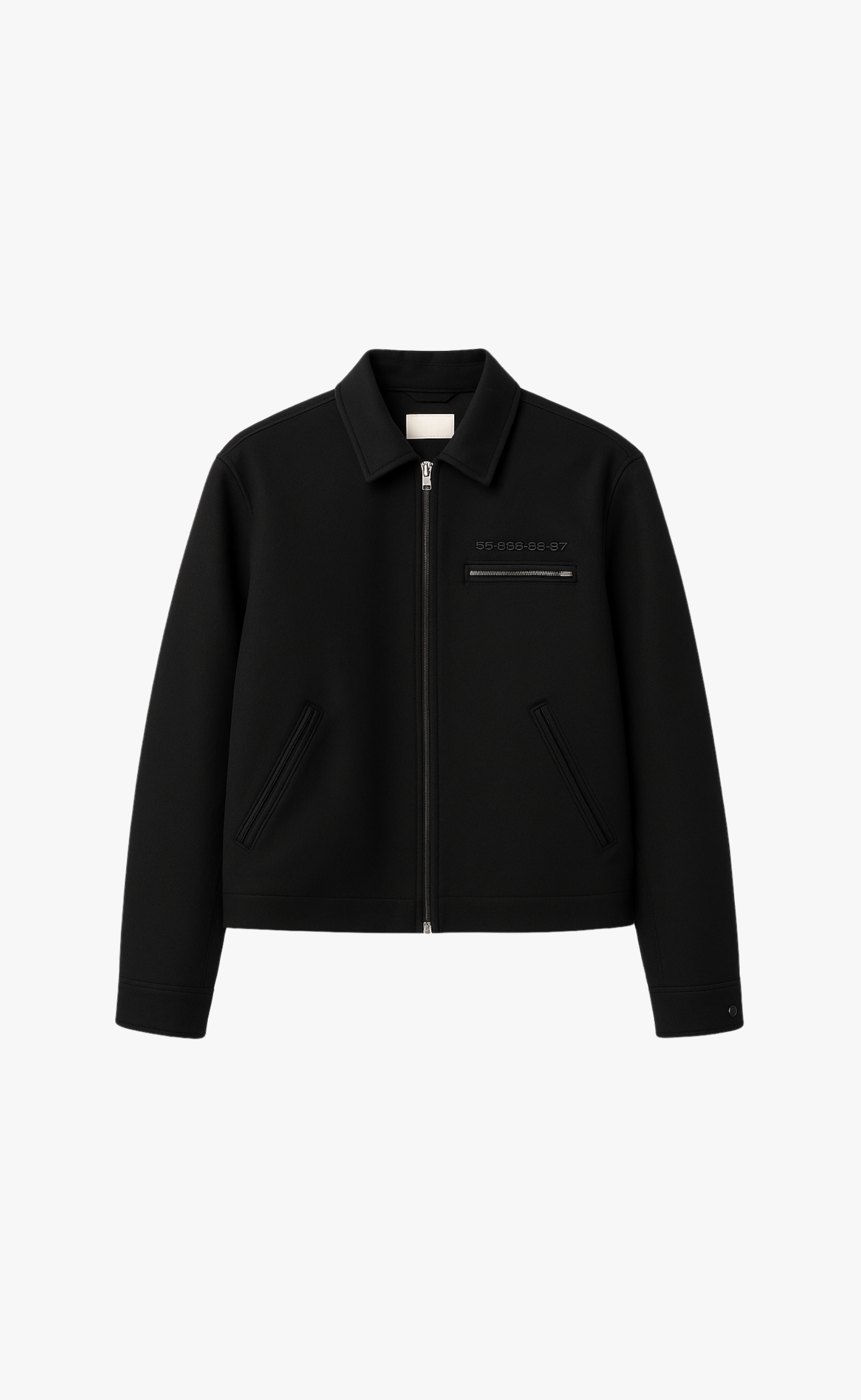 NUMBER WOOL ZIP-UP BLACK JACKET