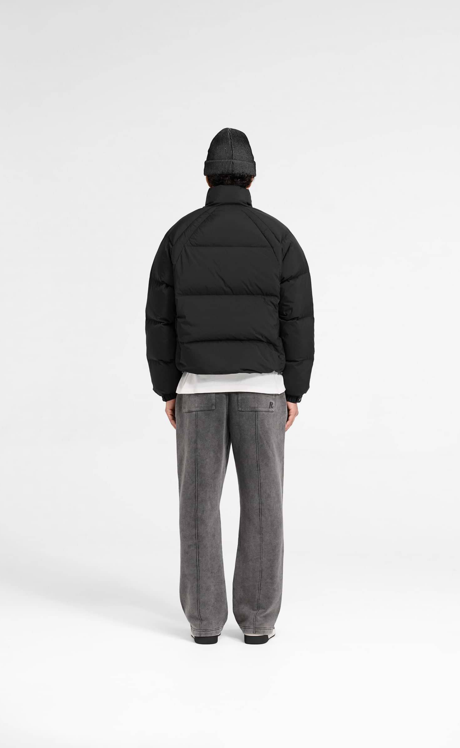 FUNNEL NECK PUFFER BLACK JACKET