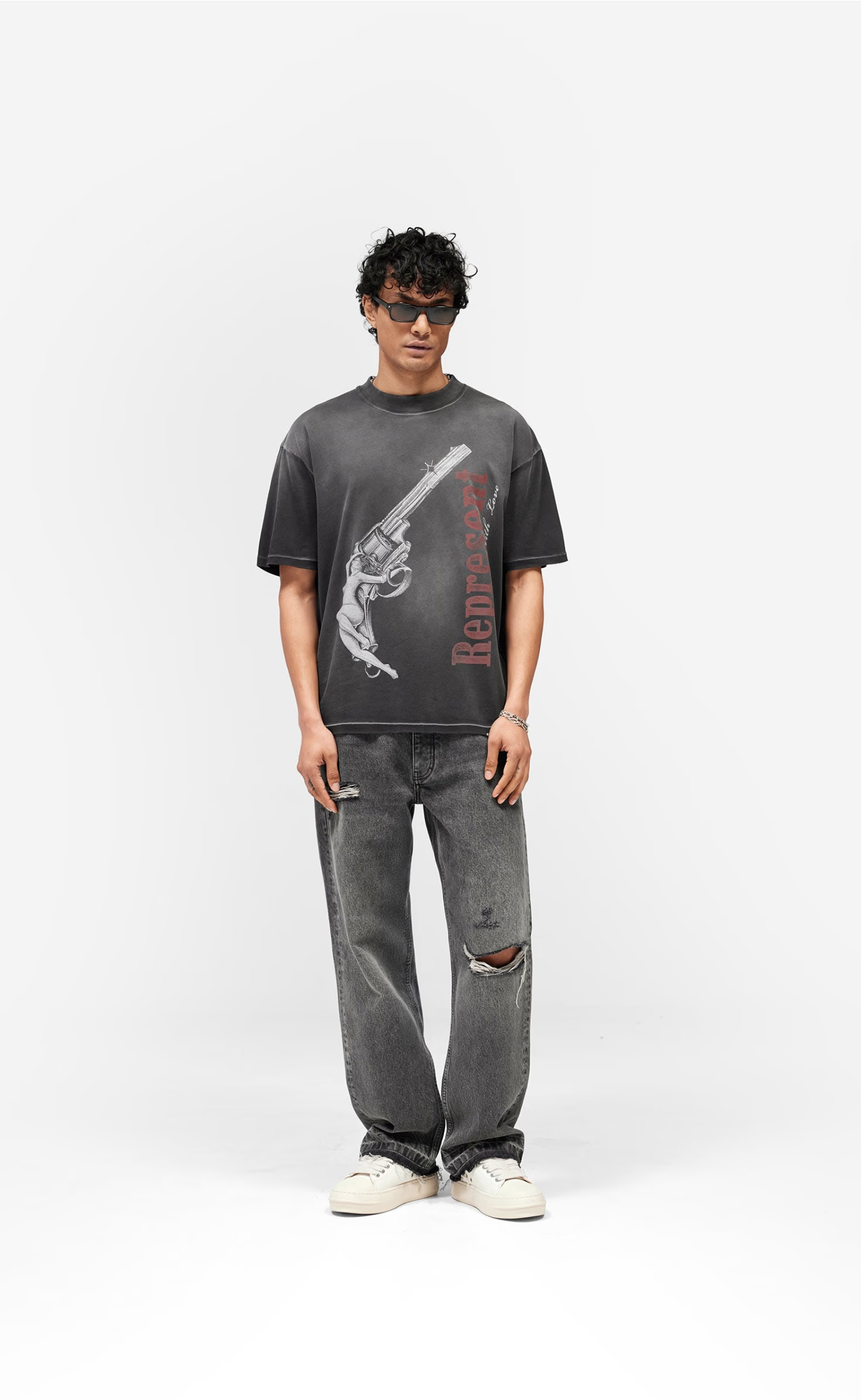 LOADED WITH LOVE STAINED BLACK T-SHIRT