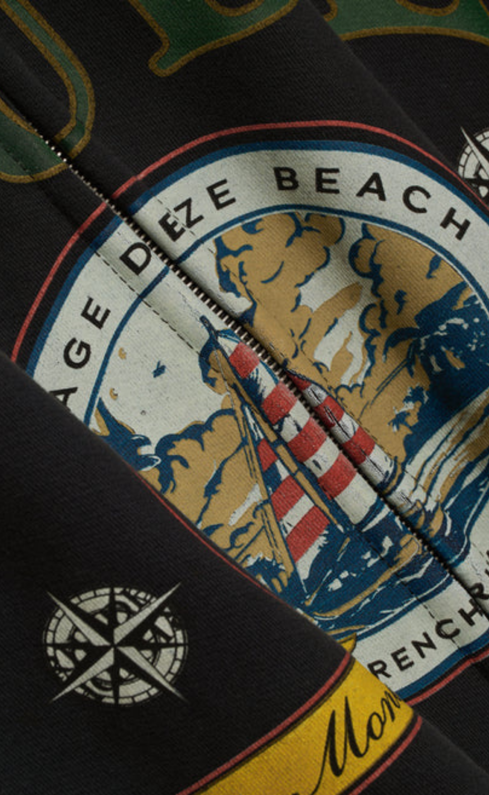 MONACO REGATTA FULL-ZIP BLACK HOODIE