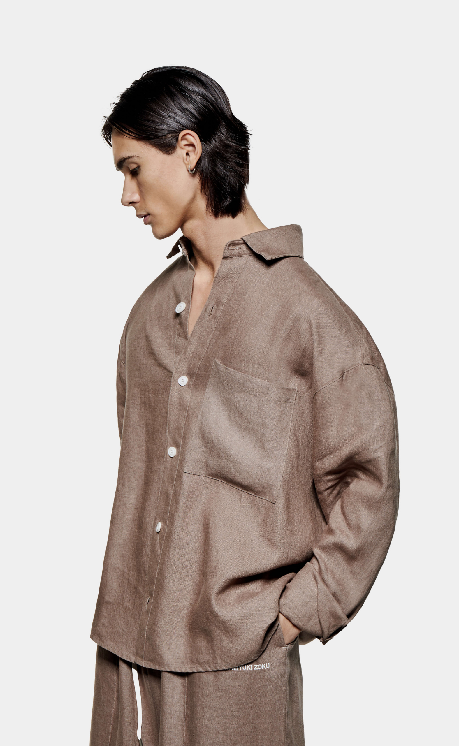 LINEN BOX DRESS MUSHROOM SHIRT