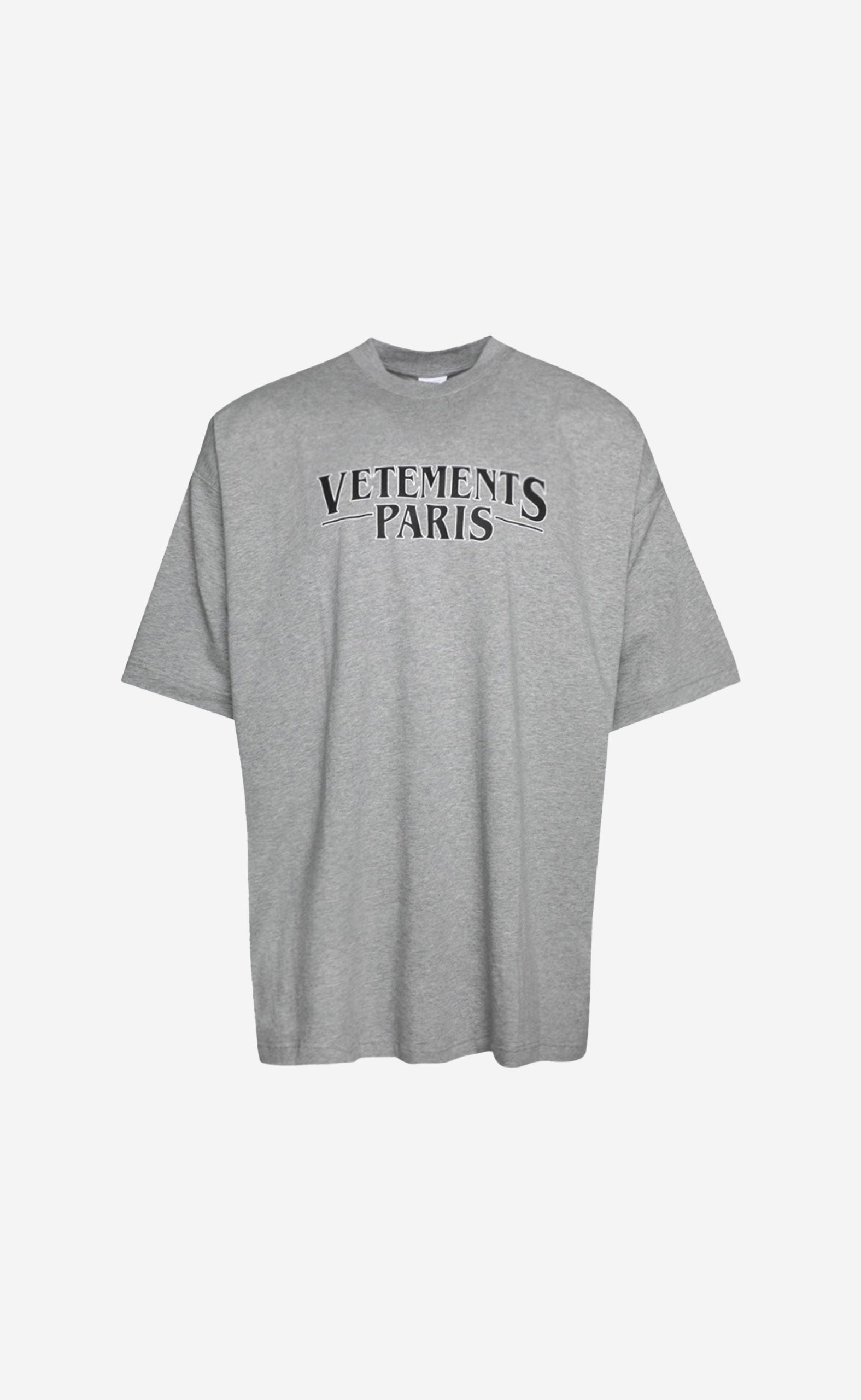 GREY MELANGE VETEMENTS PARIS LOGO T-SHIRT