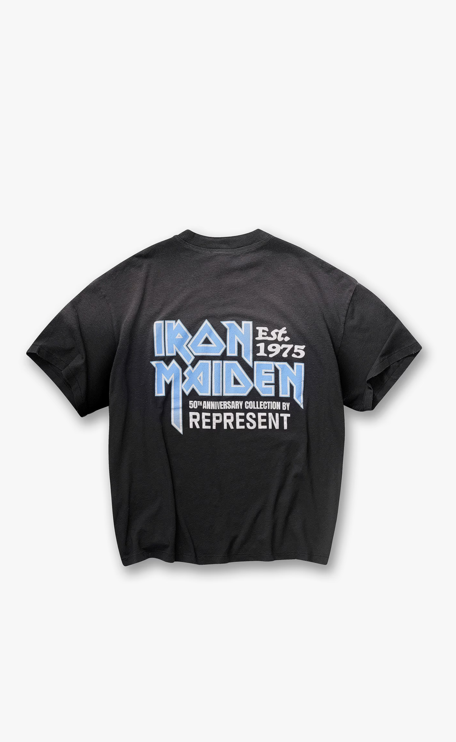 IRON MAIDEN X ANNIVERSARY STAINED BLACK T-SHIRT