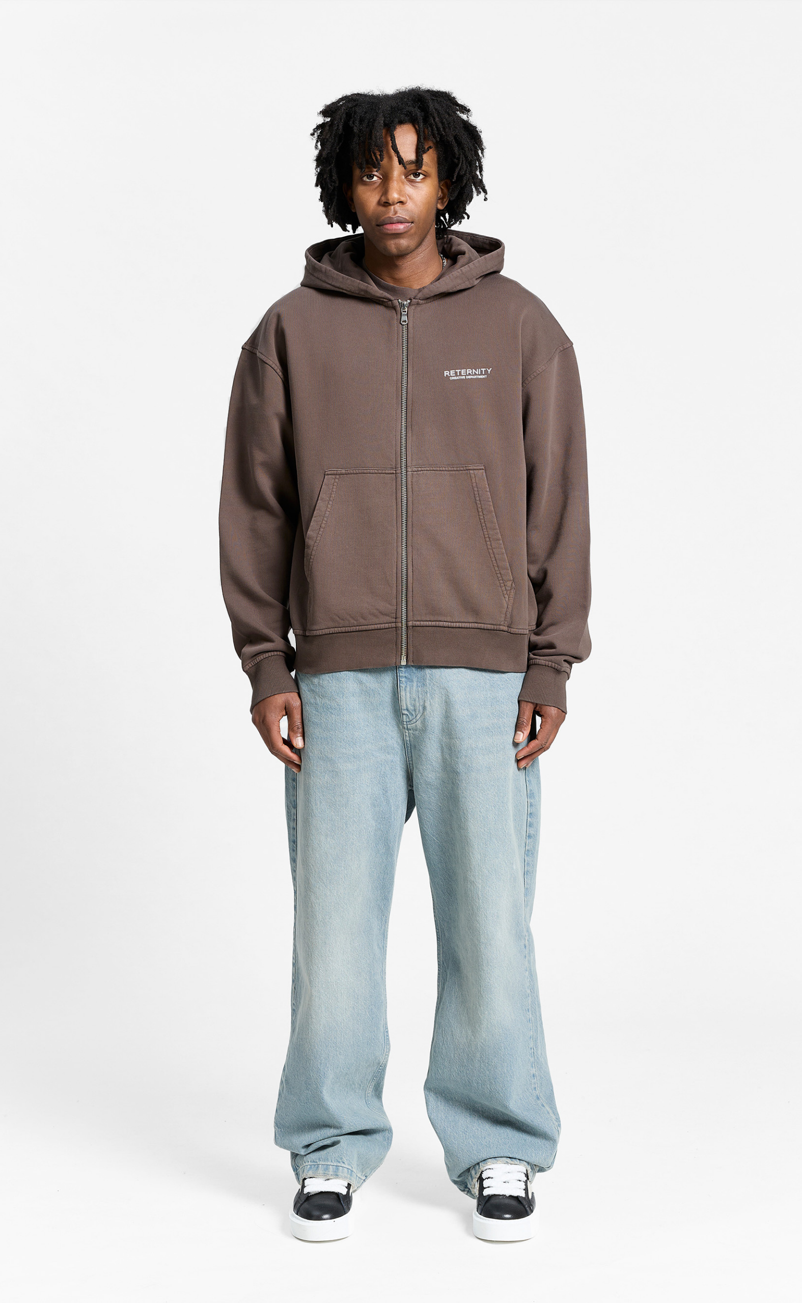 CREATIVE DEPT ZIP BROWN HOODIE