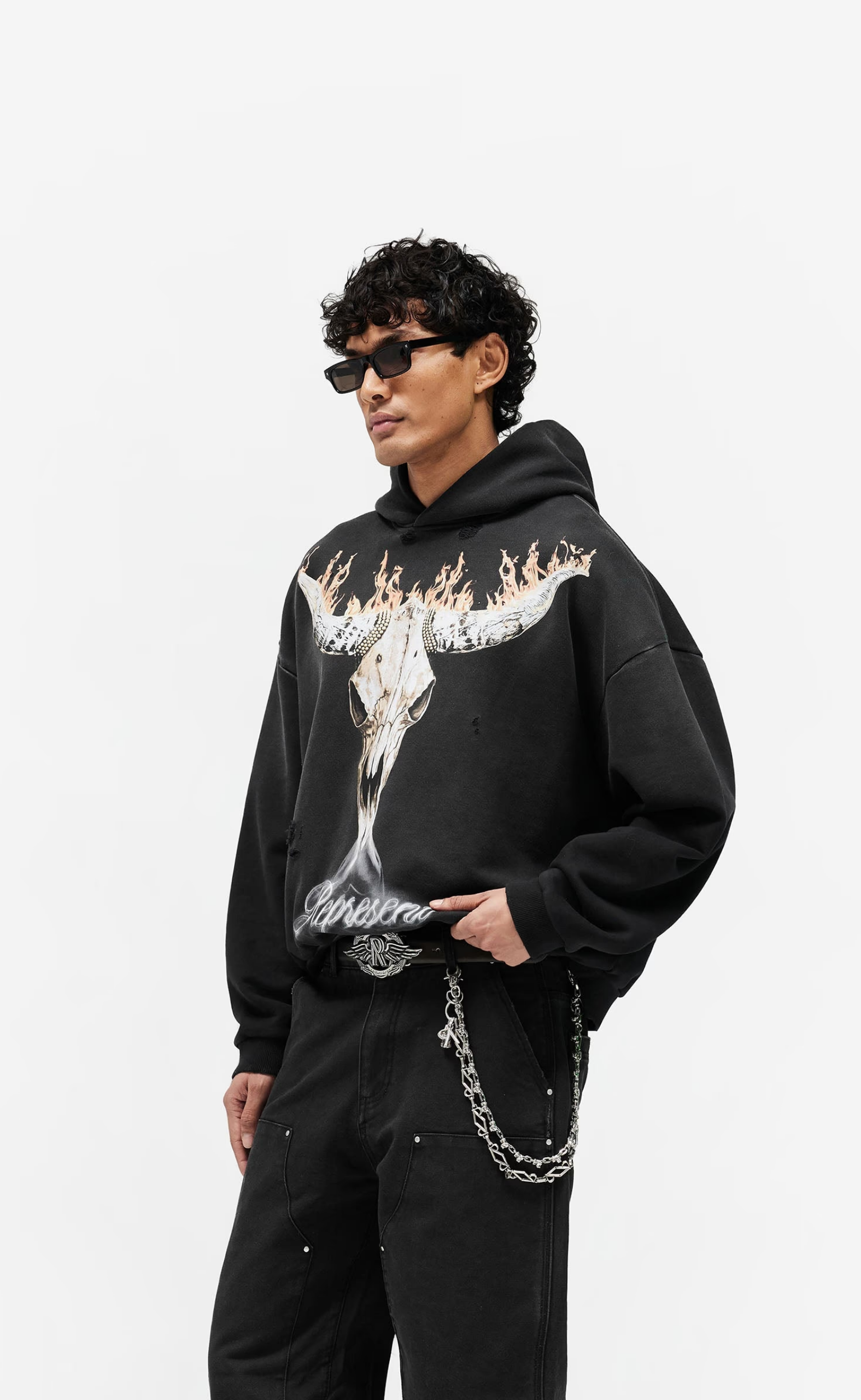 BRITISH COWBOYS STAINED BLACK HOODIE