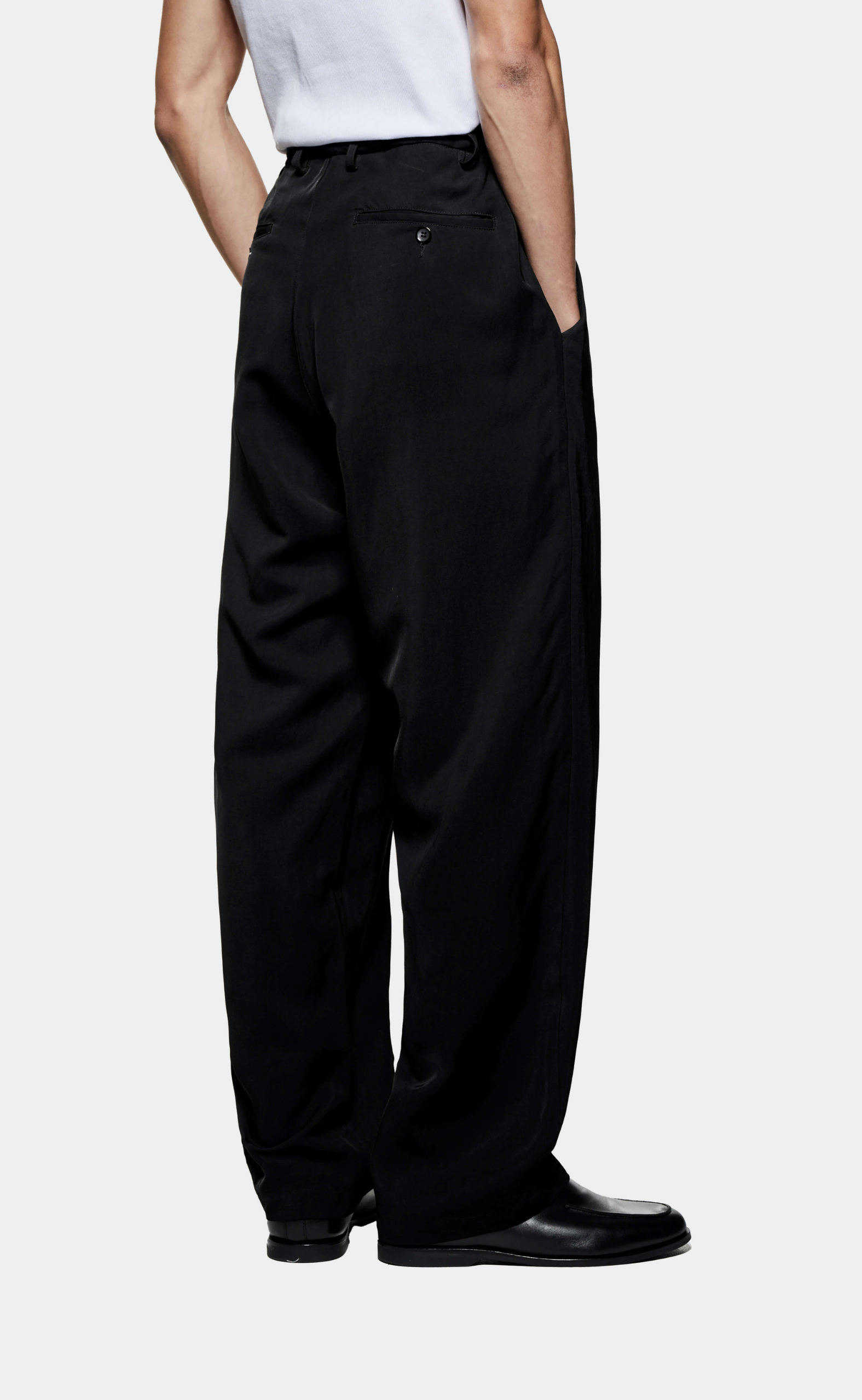 VISCOSE LINEN WIDE FIT SUIT BLACK PANTS