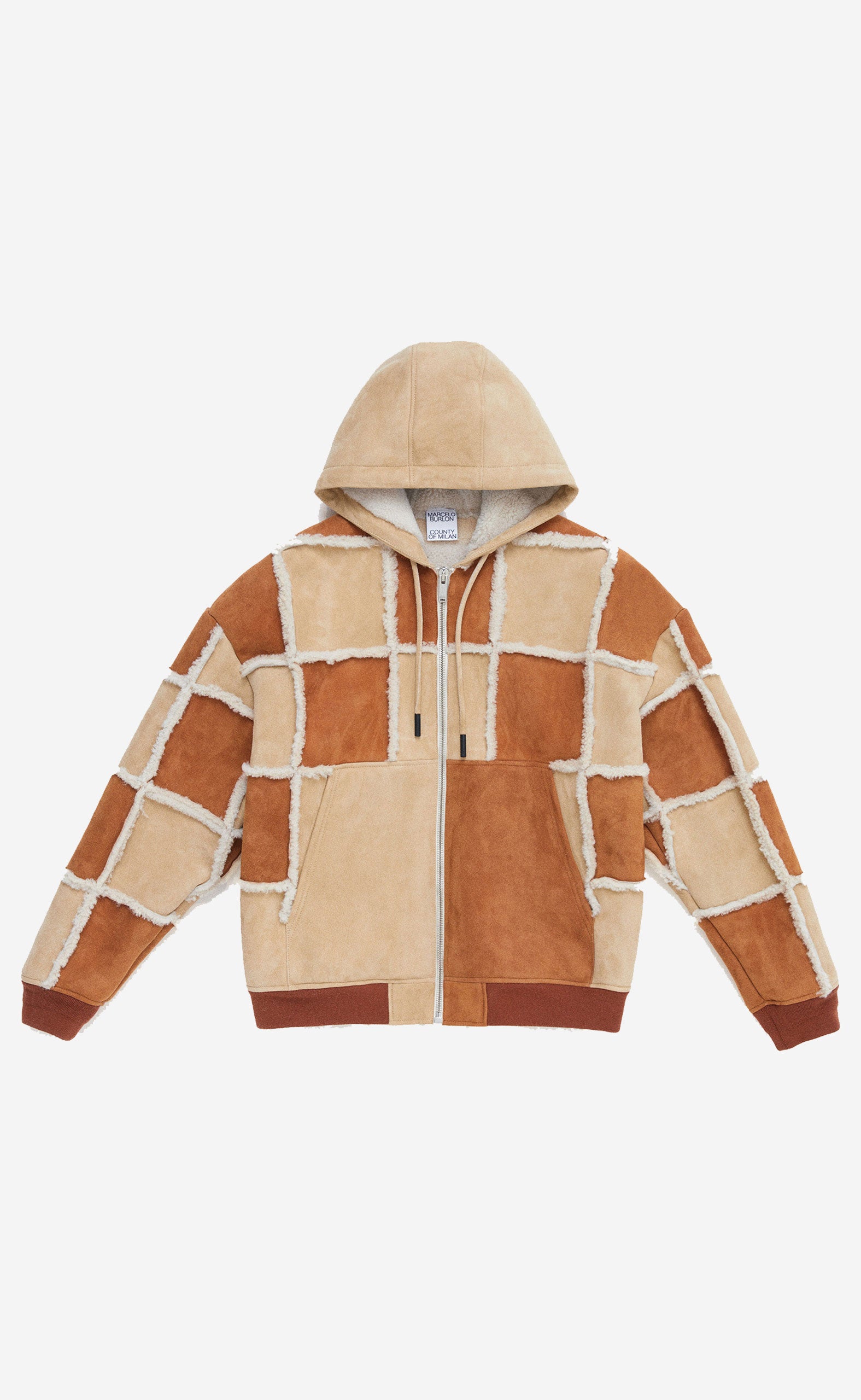 CROSS PATCHWORK SHEARLING ZIP JKT ECRU B