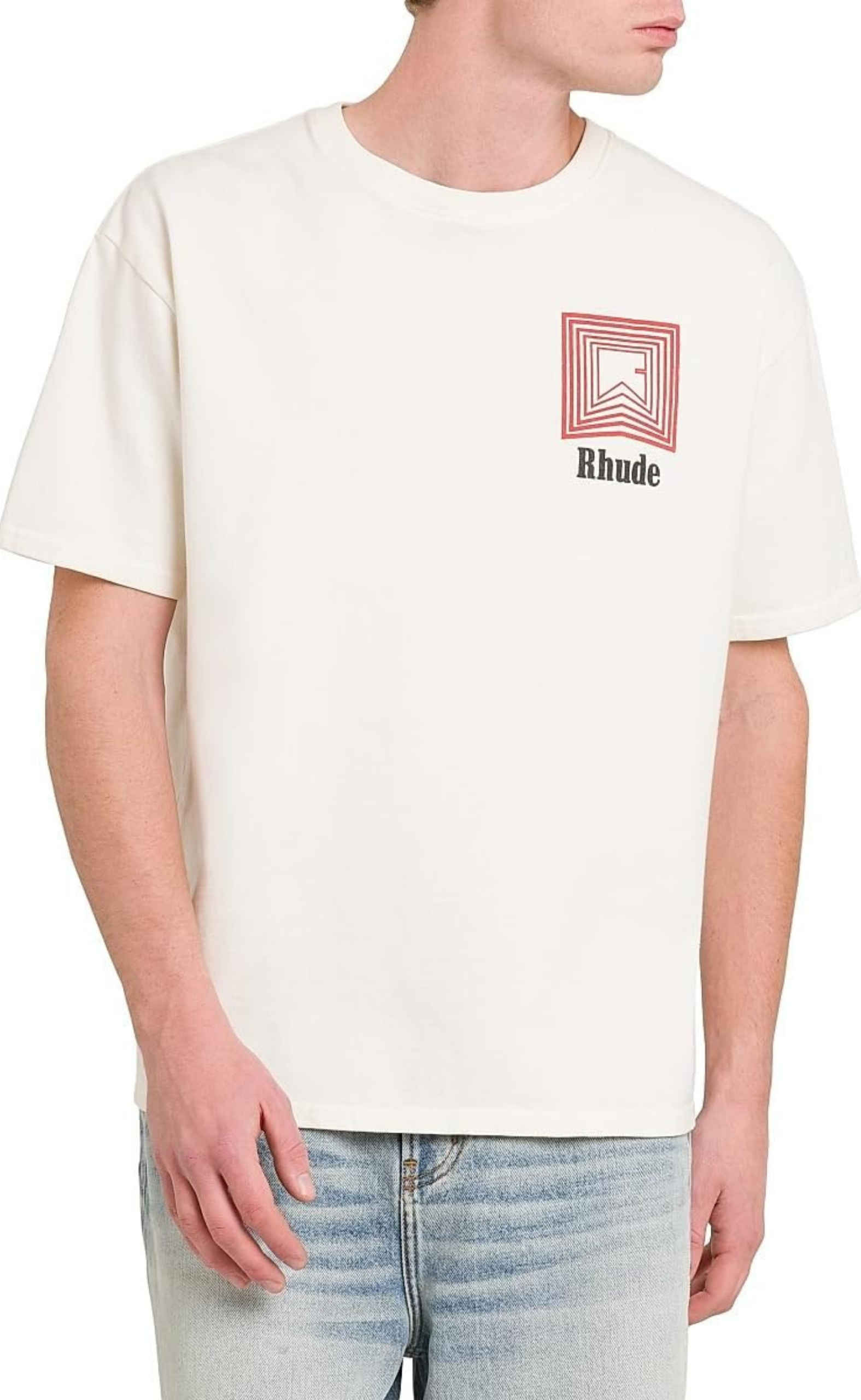 CHEVRON LOGO REPEAT VINTAGE WHITE T-SHIRT