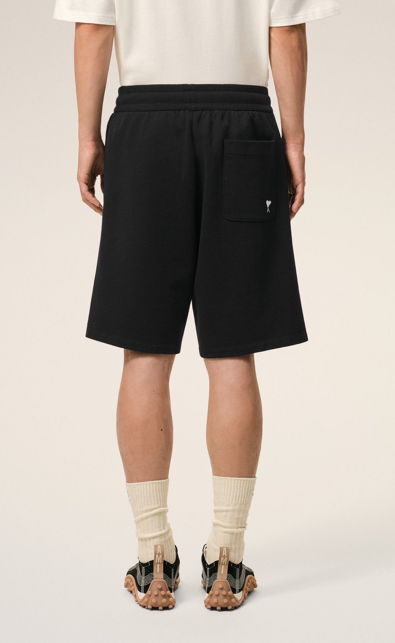SMALL EMBOSSED AMI DE COEUR BLACK SHORTS