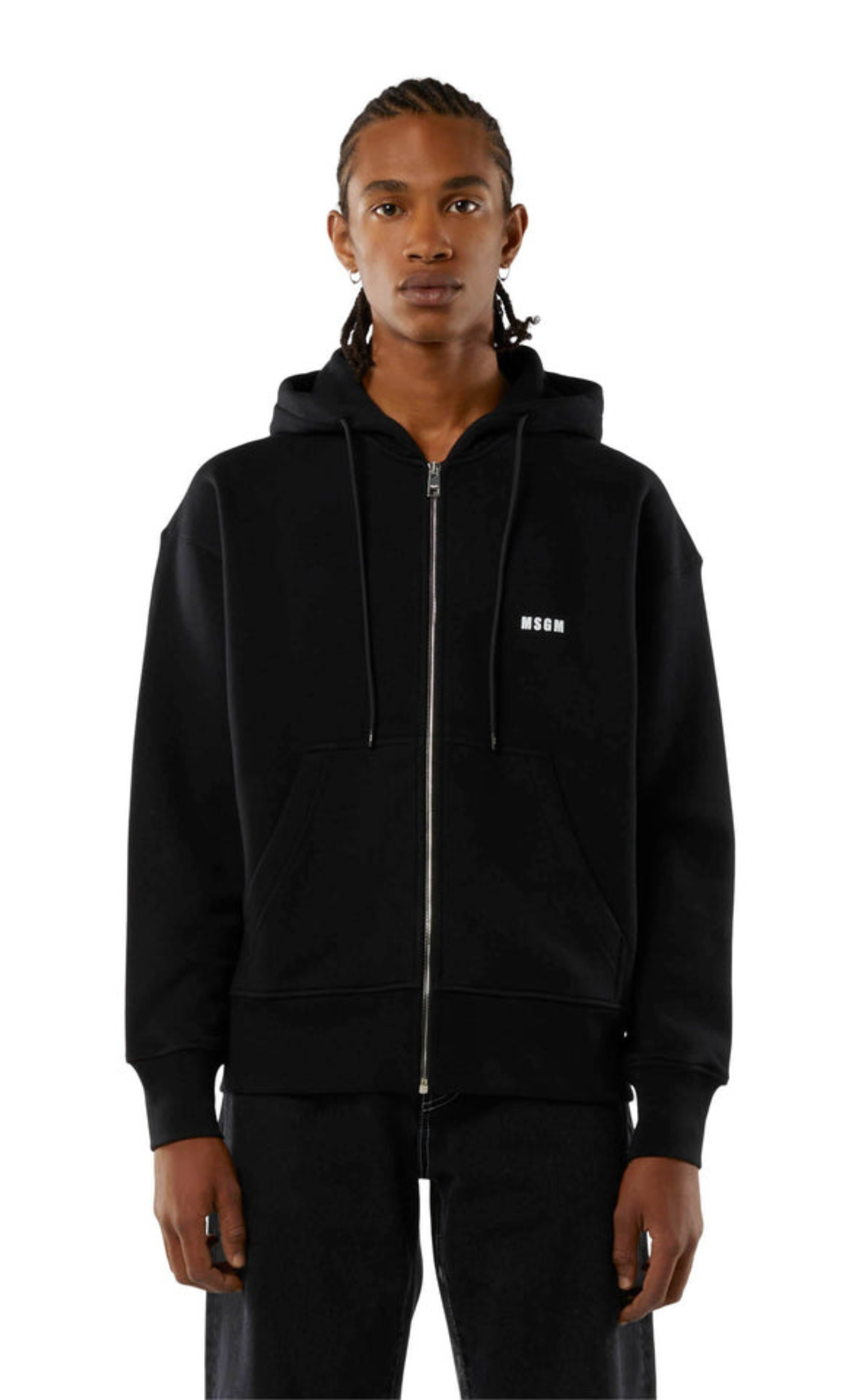MICRO LOGO ZIP BLACK HOODIE